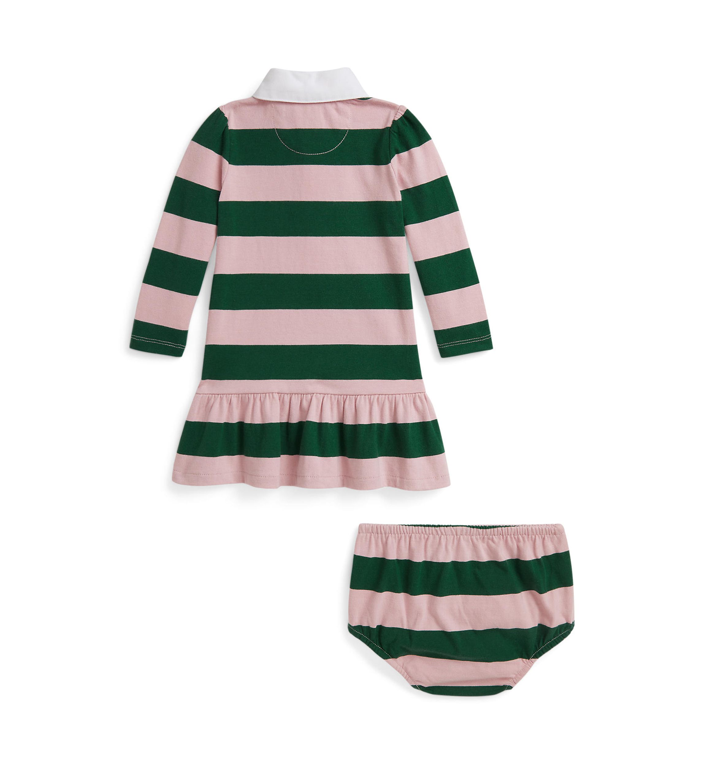 Baby Girls Striped Cotton Rugby Dress & Bloomer