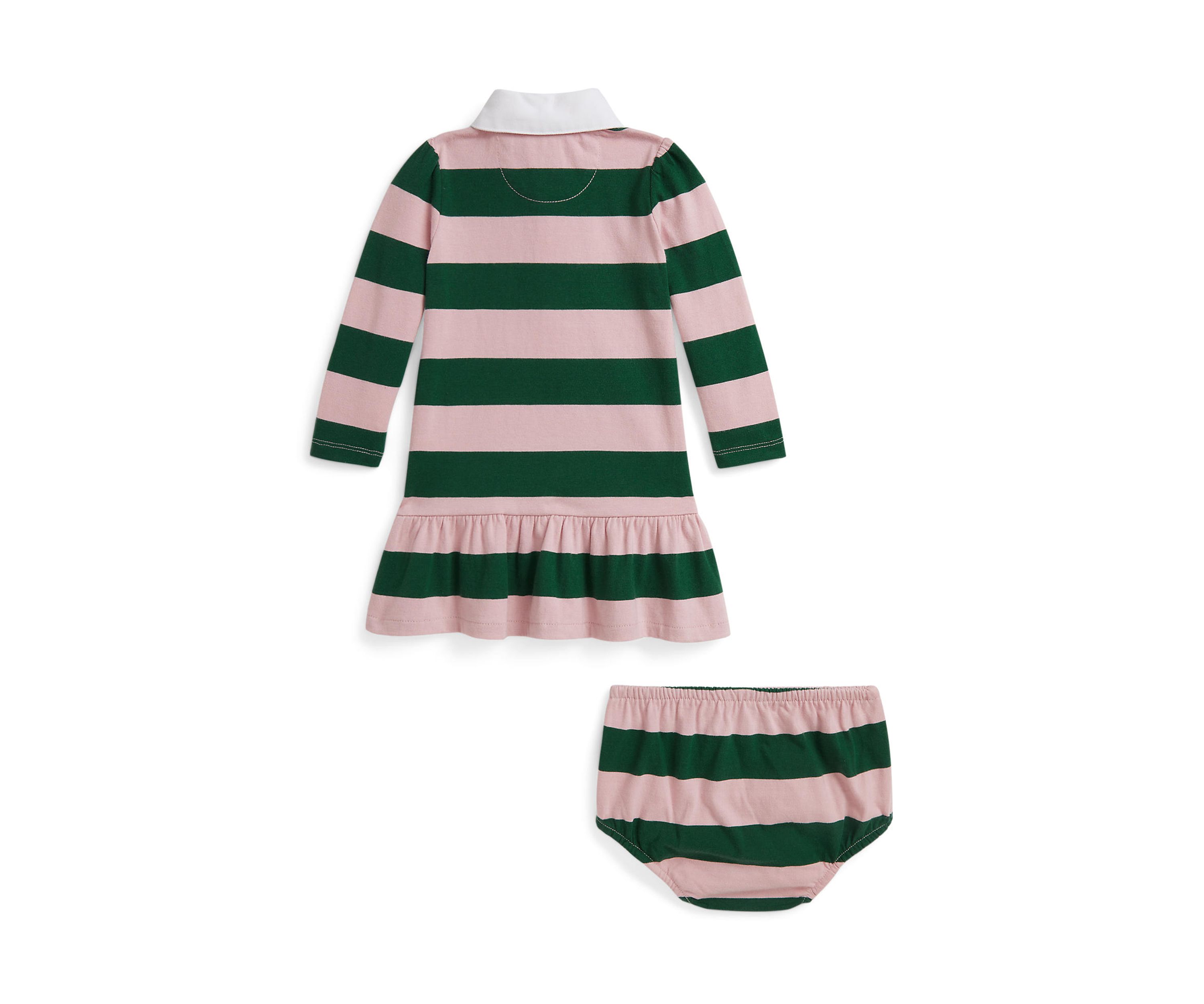 Baby Girls Striped Cotton Rugby Dress & Bloomer