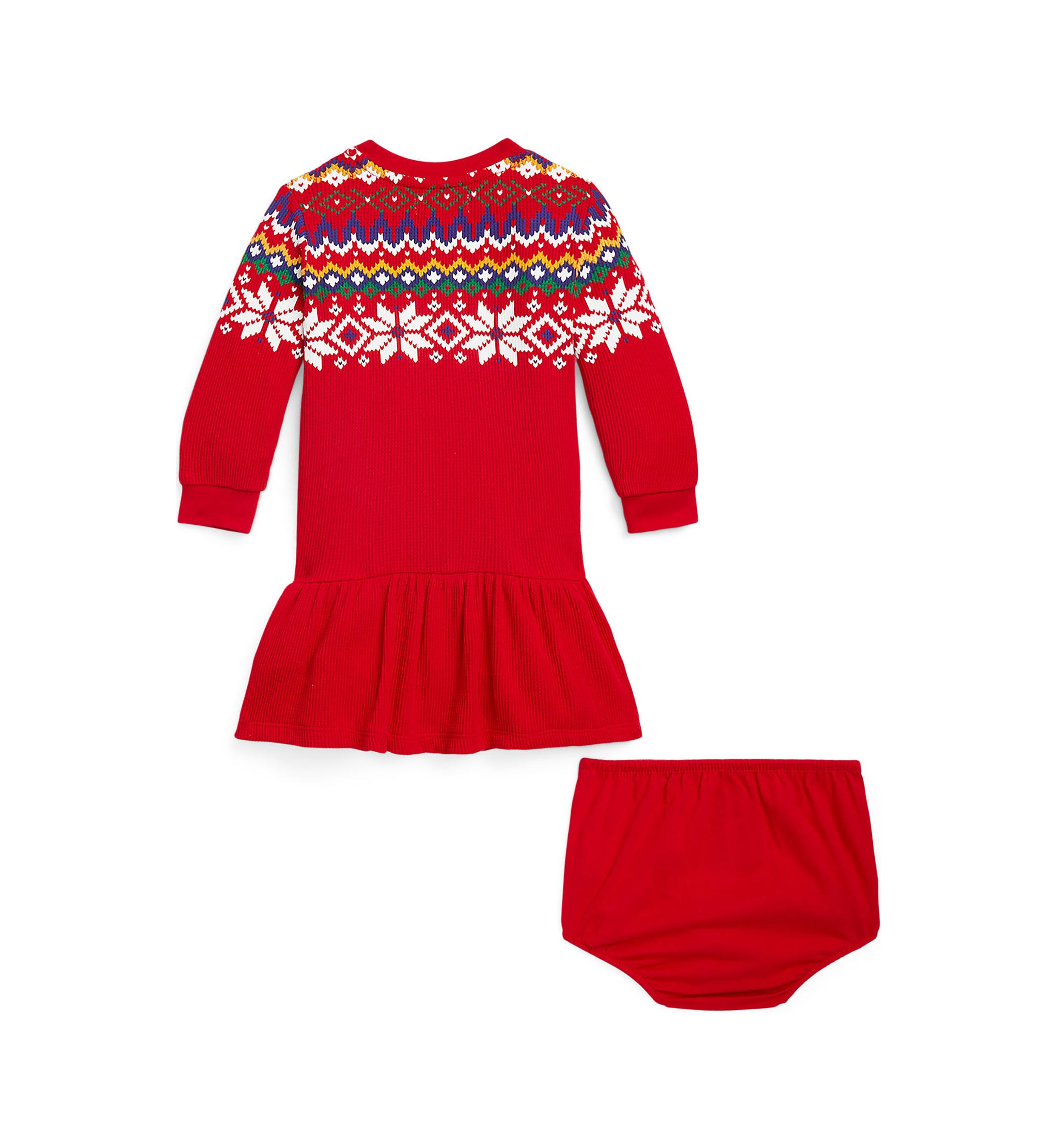 Baby Girls Fair Isle Waffle-Knit Dress & Bloomer