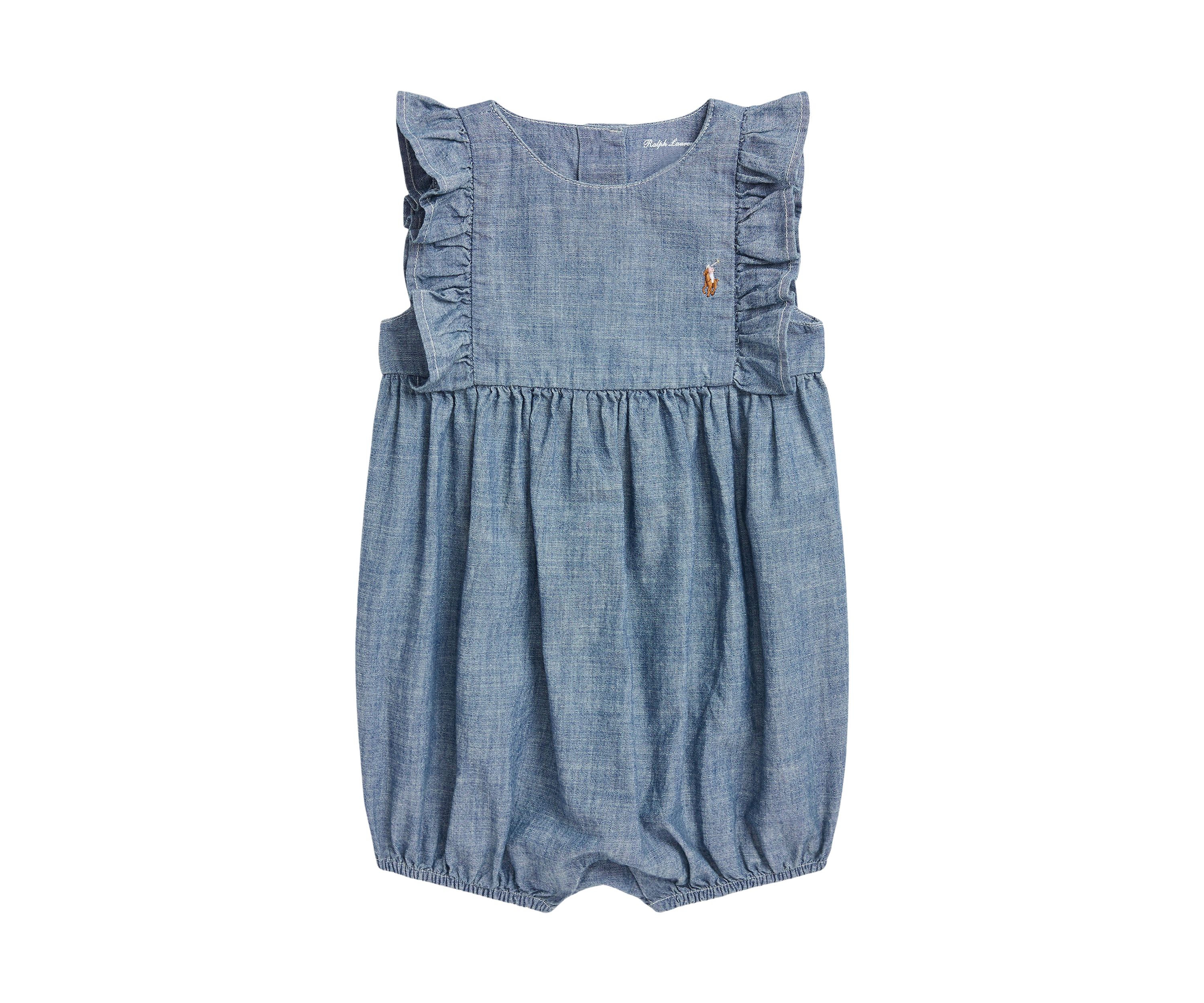 Baby Girls Indigo Chambray Bubble Shortall