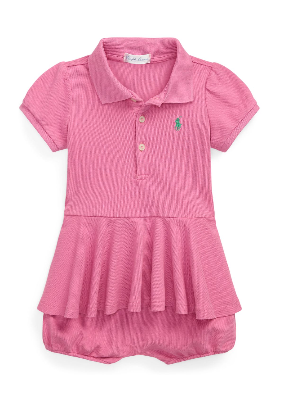 Baby Girls Stretch Mesh Peplum Polo Shortall