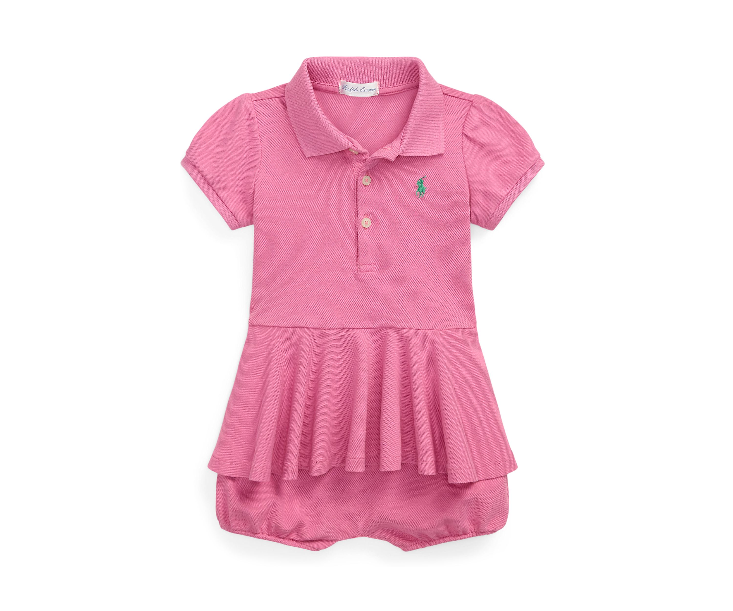 Baby Girls Stretch Mesh Peplum Polo Shortall