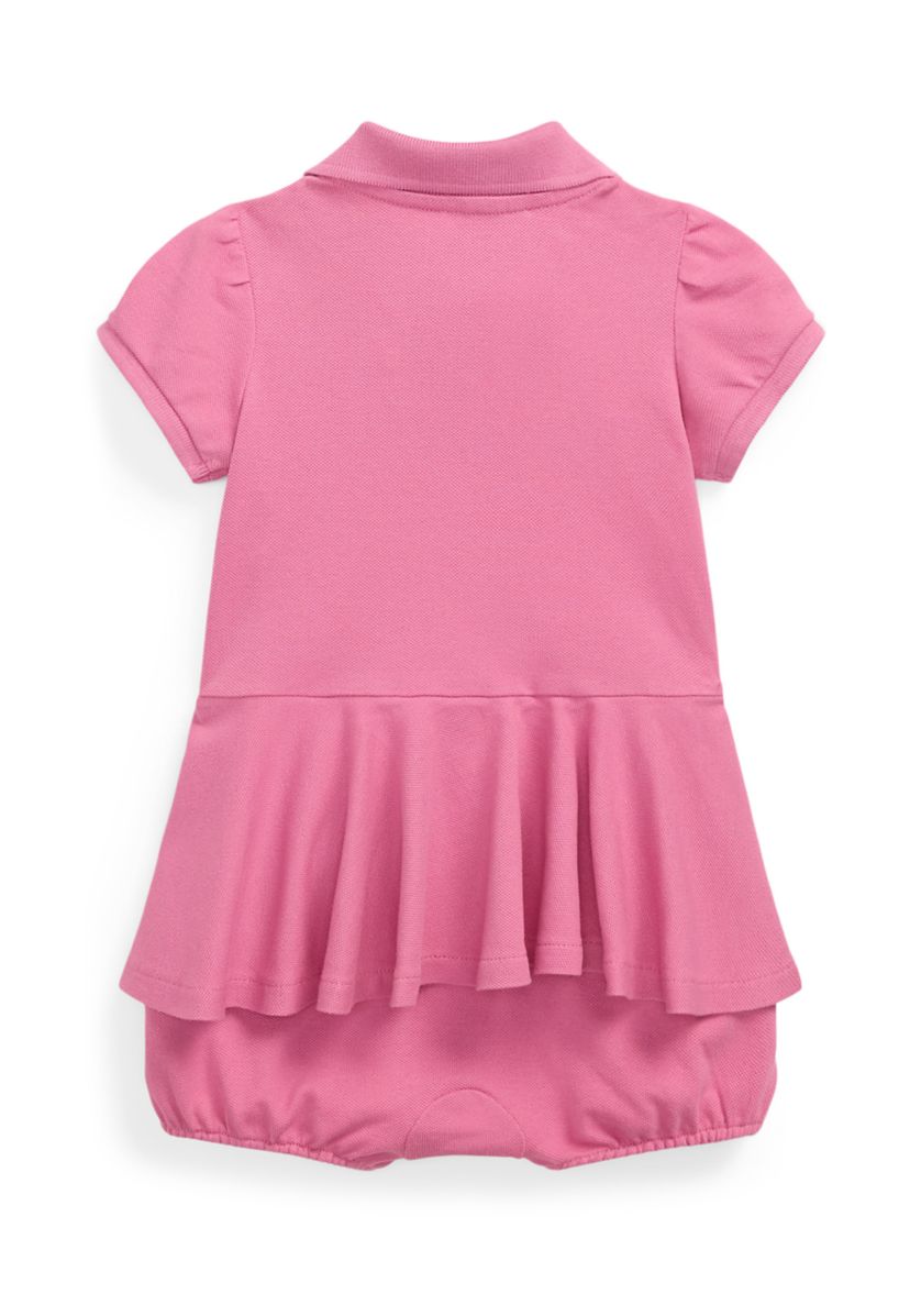 Baby Girls Stretch Mesh Peplum Polo Shortall