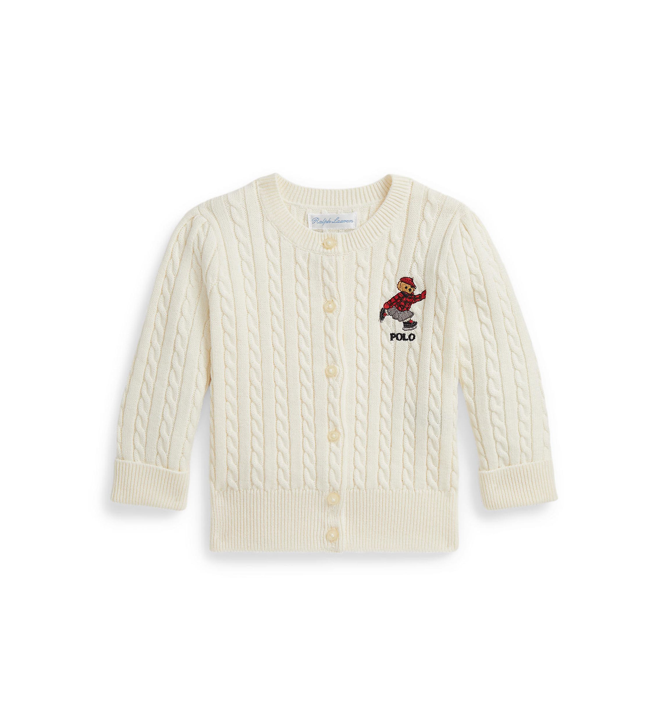 Baby Girls Polo Bear Mini-Cable Cotton Cardigan