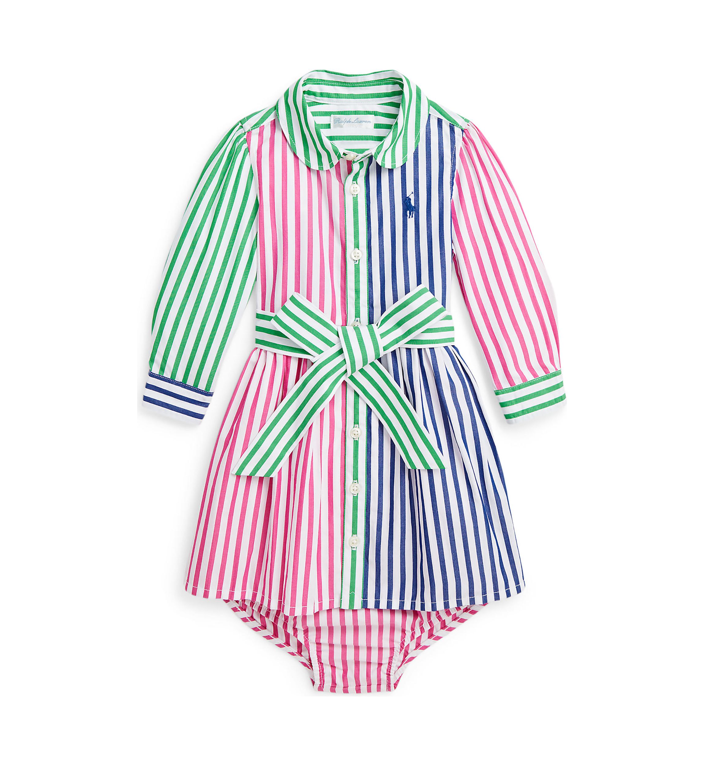 Baby Girls Cotton Oxford Fun Shirtdress and Bloomer