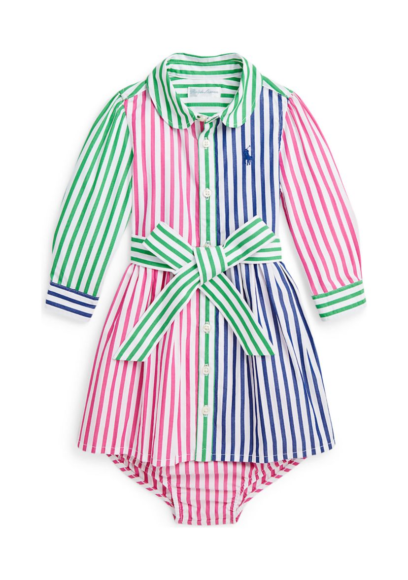 Baby Girls Cotton Oxford Fun Shirtdress and Bloomer