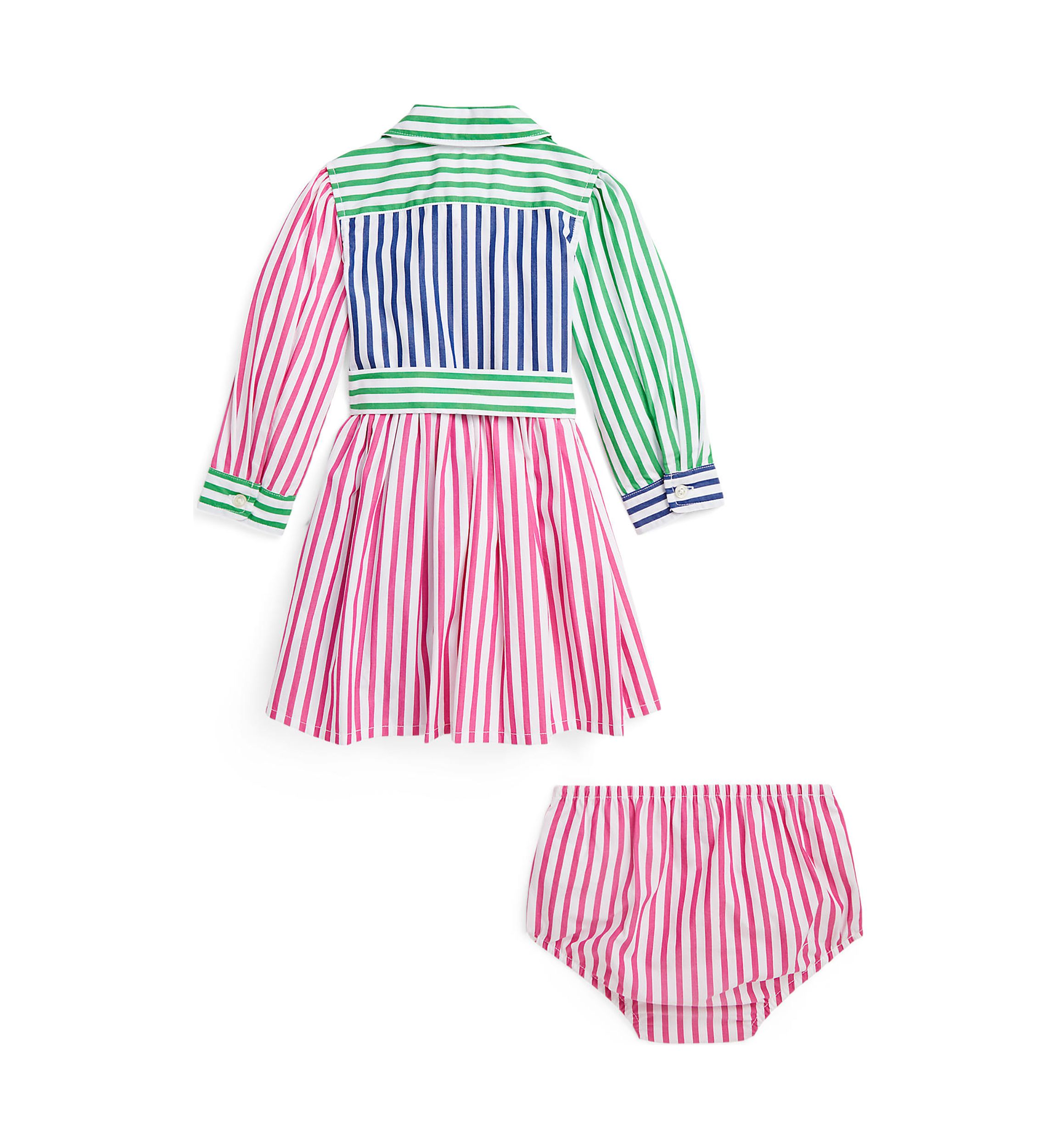 Baby Girls Cotton Oxford Fun Shirtdress and Bloomer