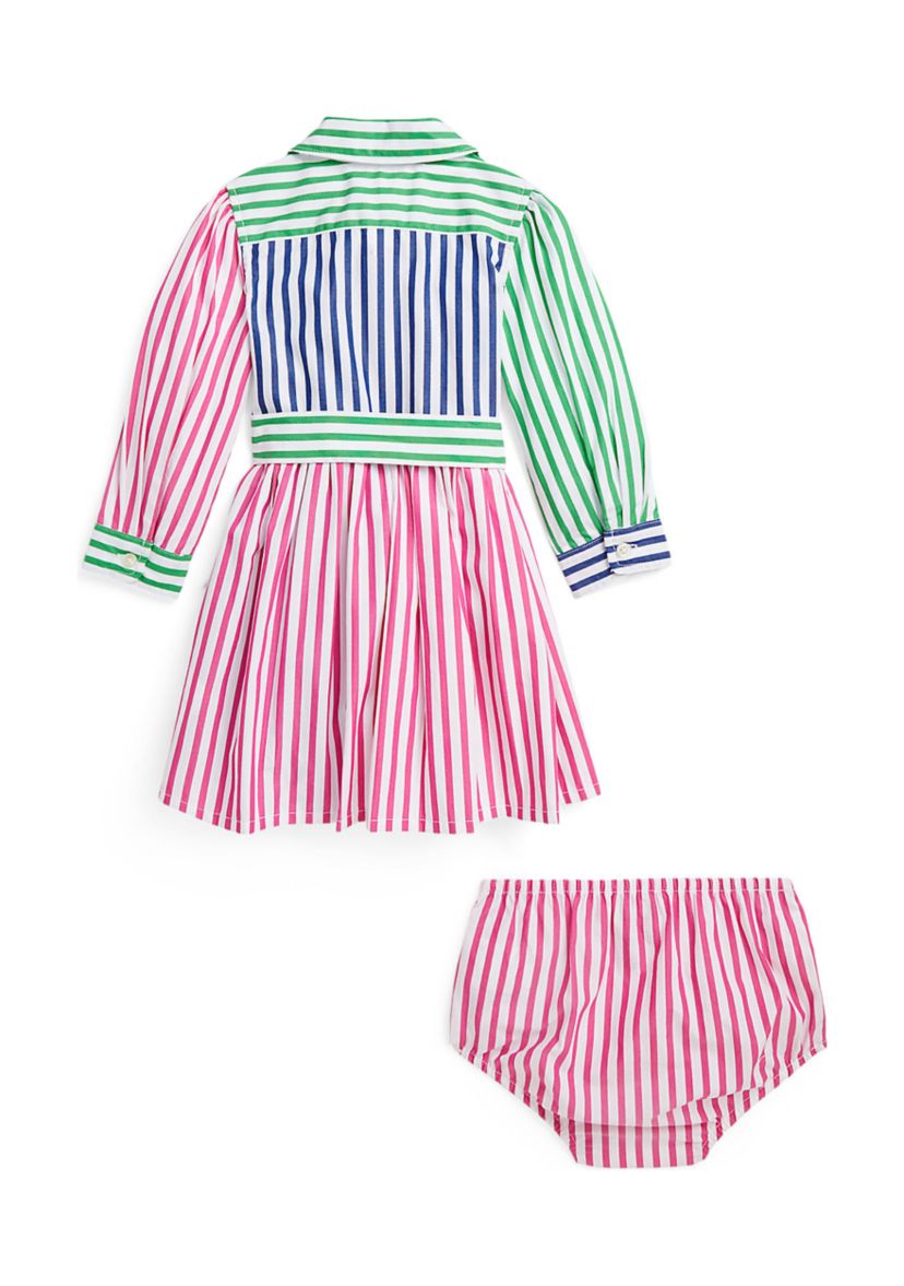 Baby Girls Cotton Oxford Fun Shirtdress and Bloomer