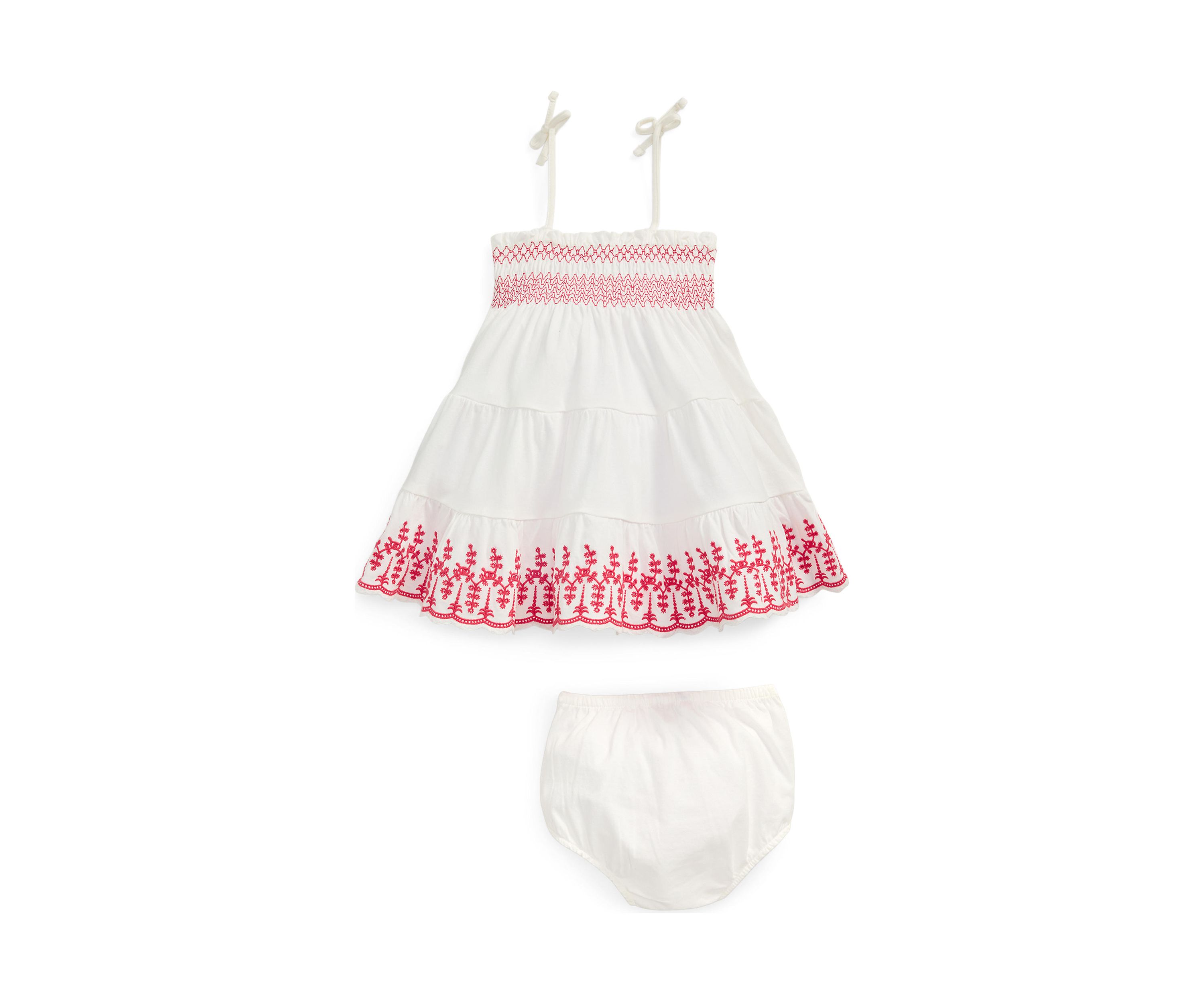 Baby Girls Eyelet Cotton Jersey Dress & Bloomer