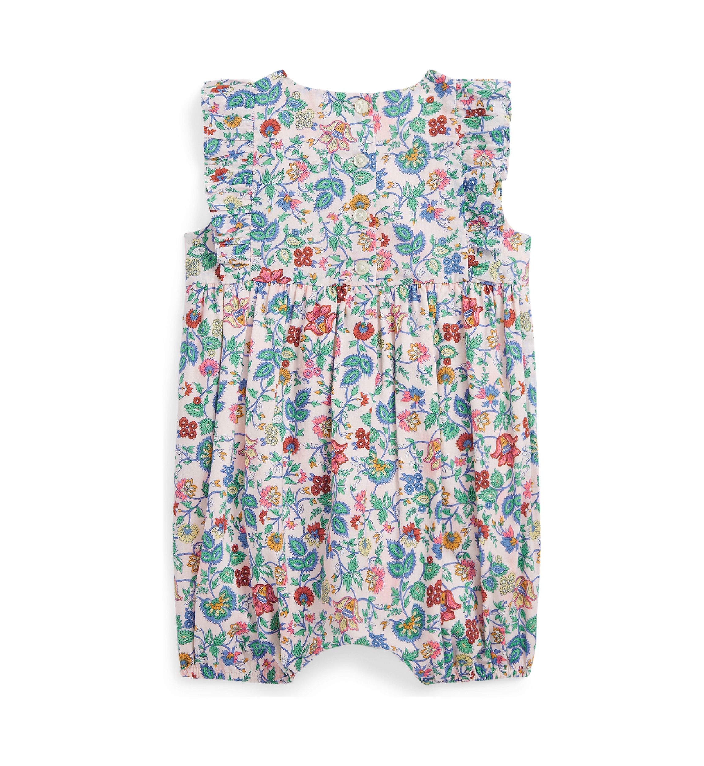 Baby Girls Floral Cotton Batiste Bubble Shortall