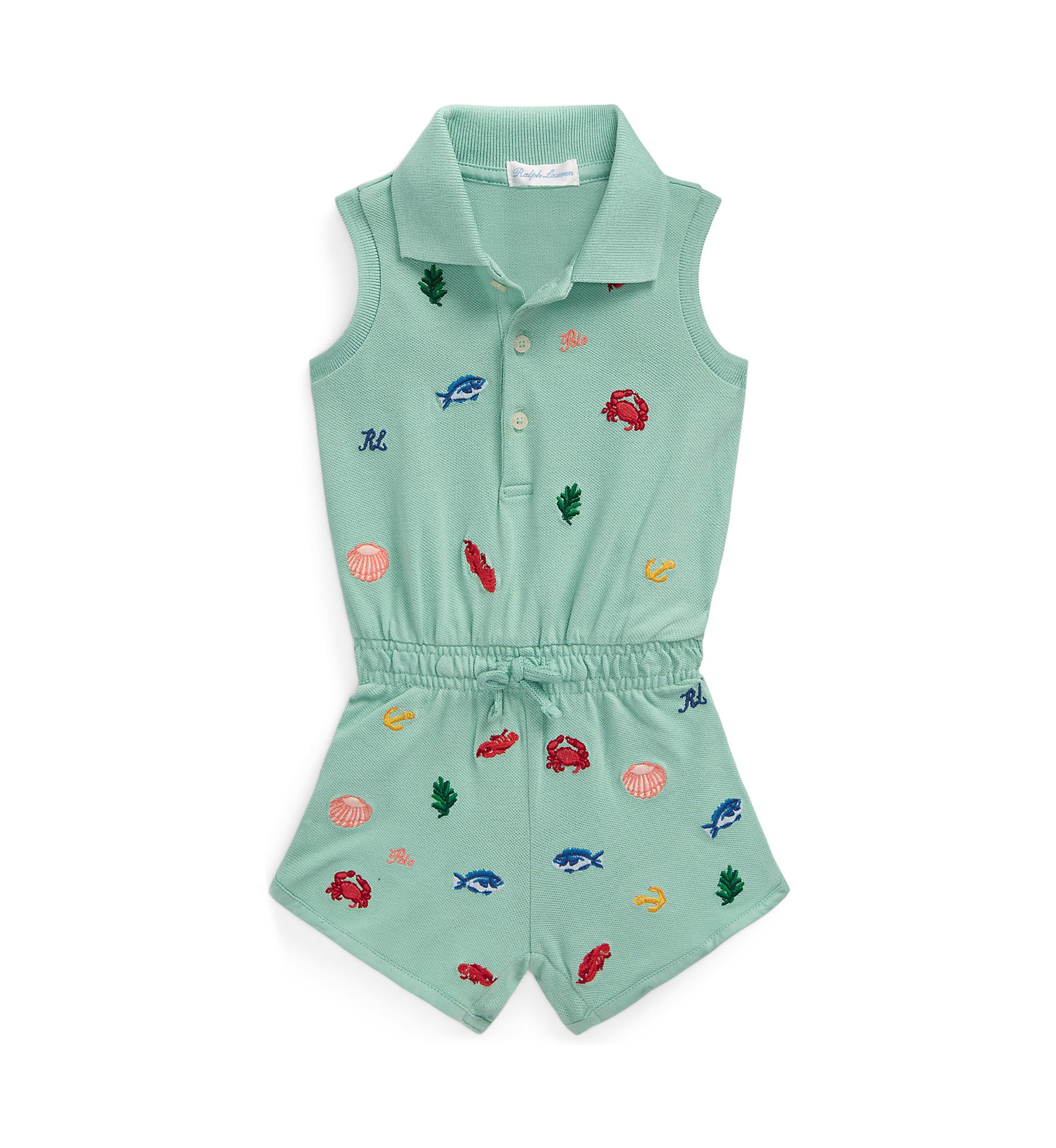 Baby Girls Beach Icon Stretch Mesh Polo Romper