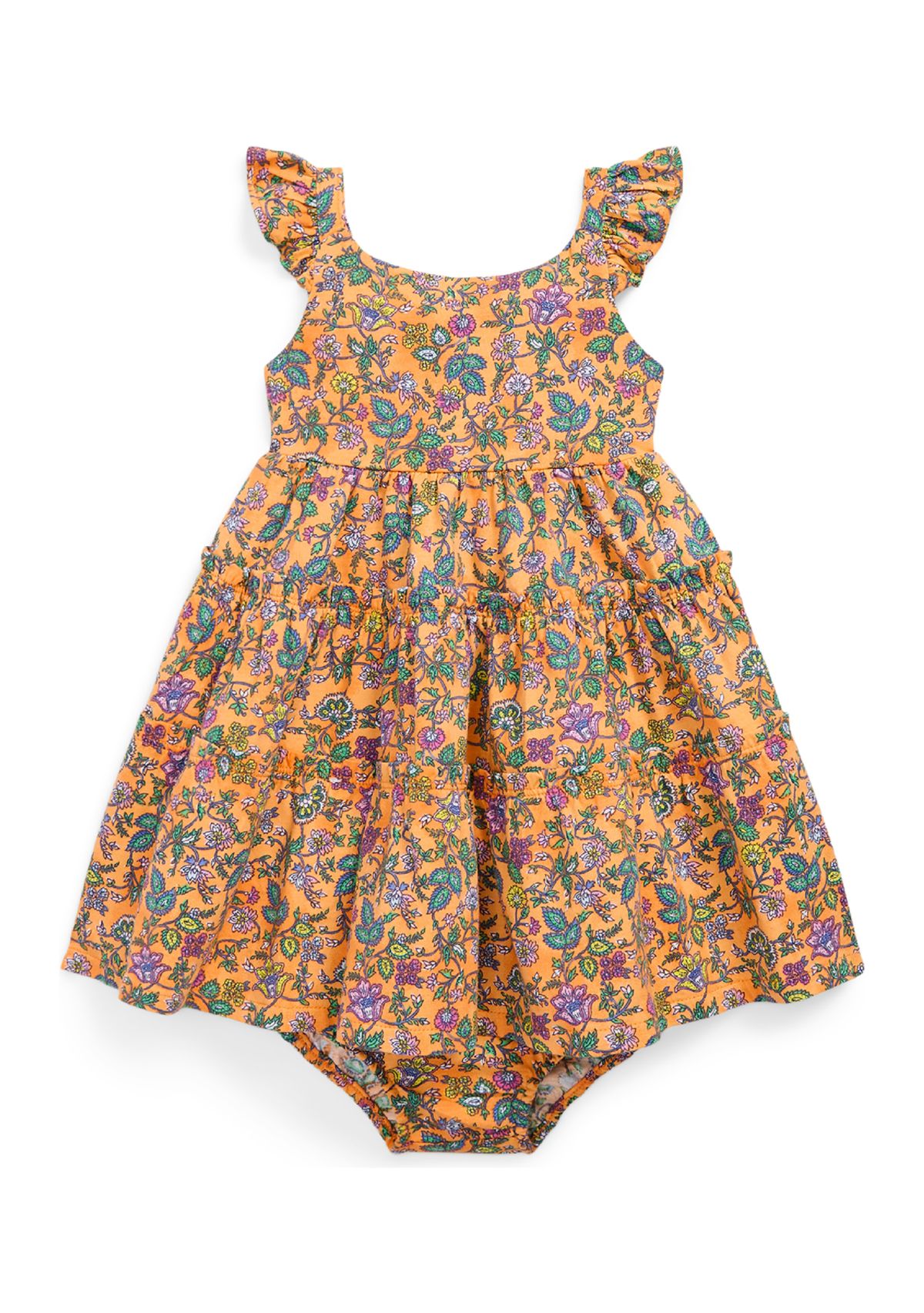 Baby Girls Floral Ruffled Cotton Dress and Bloomer