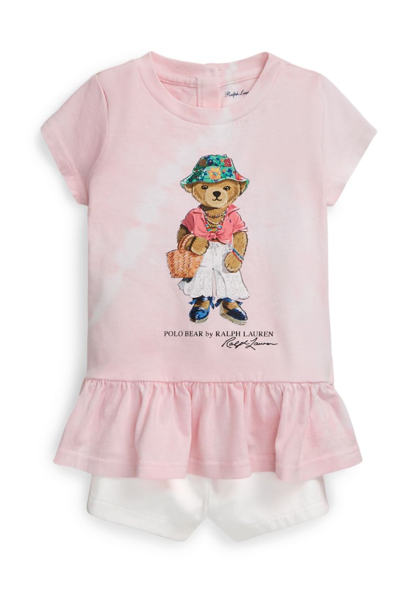 Baby Girls Cotton Jersey Bear Set