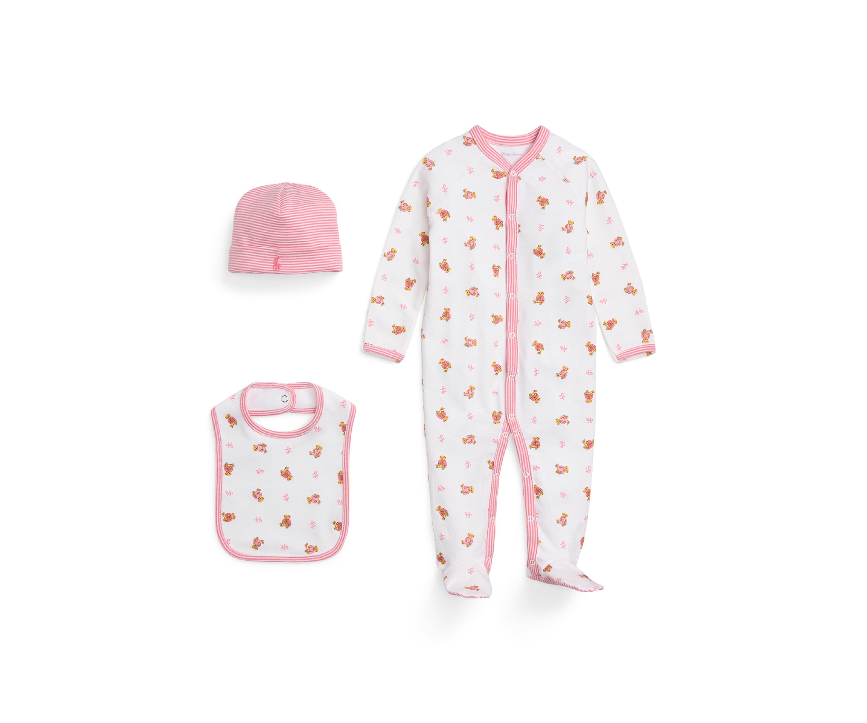 Baby Girls Floral Cotton 3-Piece Gift Set