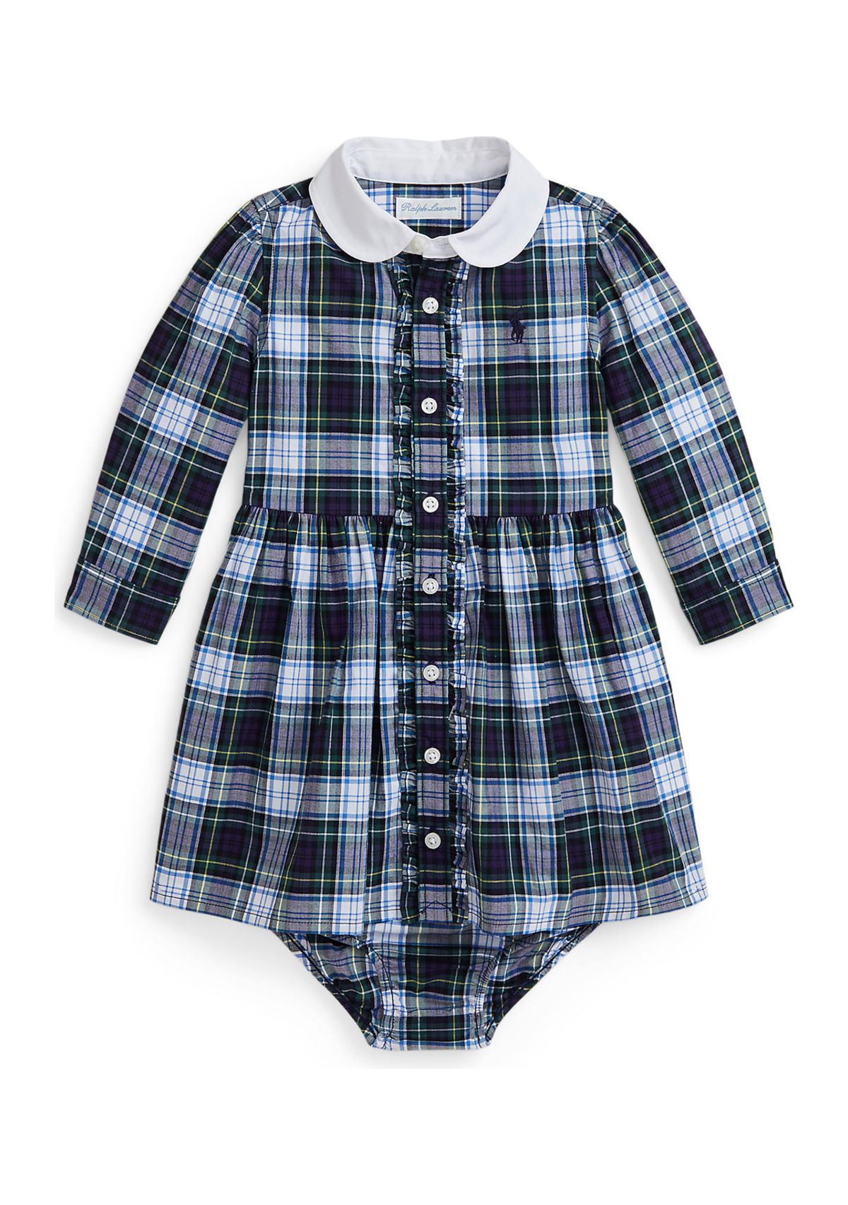 Baby Girls Plaid Cotton Poplin Shirtdress & Bloomer