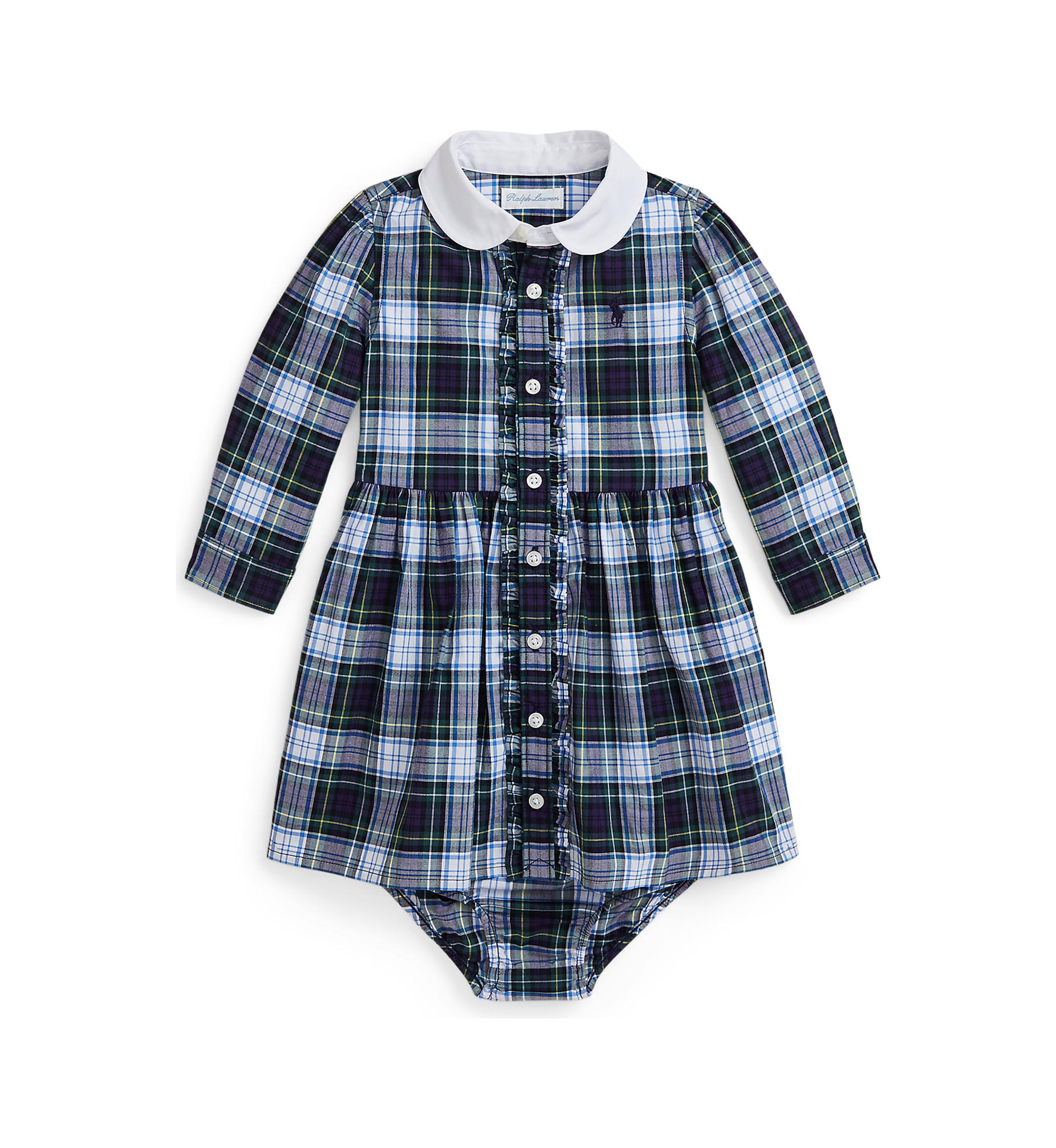 Baby Girls Plaid Cotton Poplin Shirtdress & Bloomer