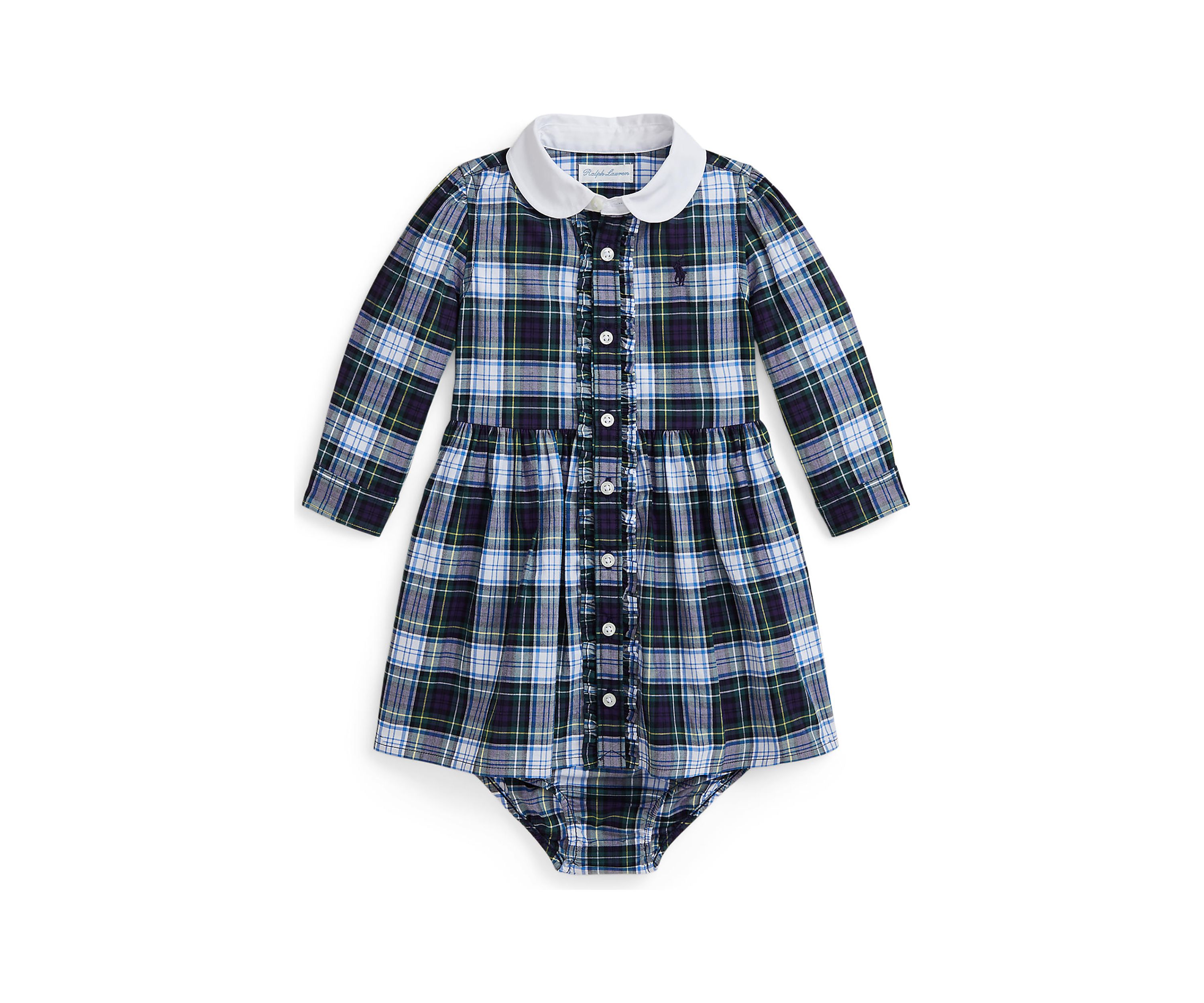 Baby Girls Plaid Cotton Poplin Shirtdress & Bloomer