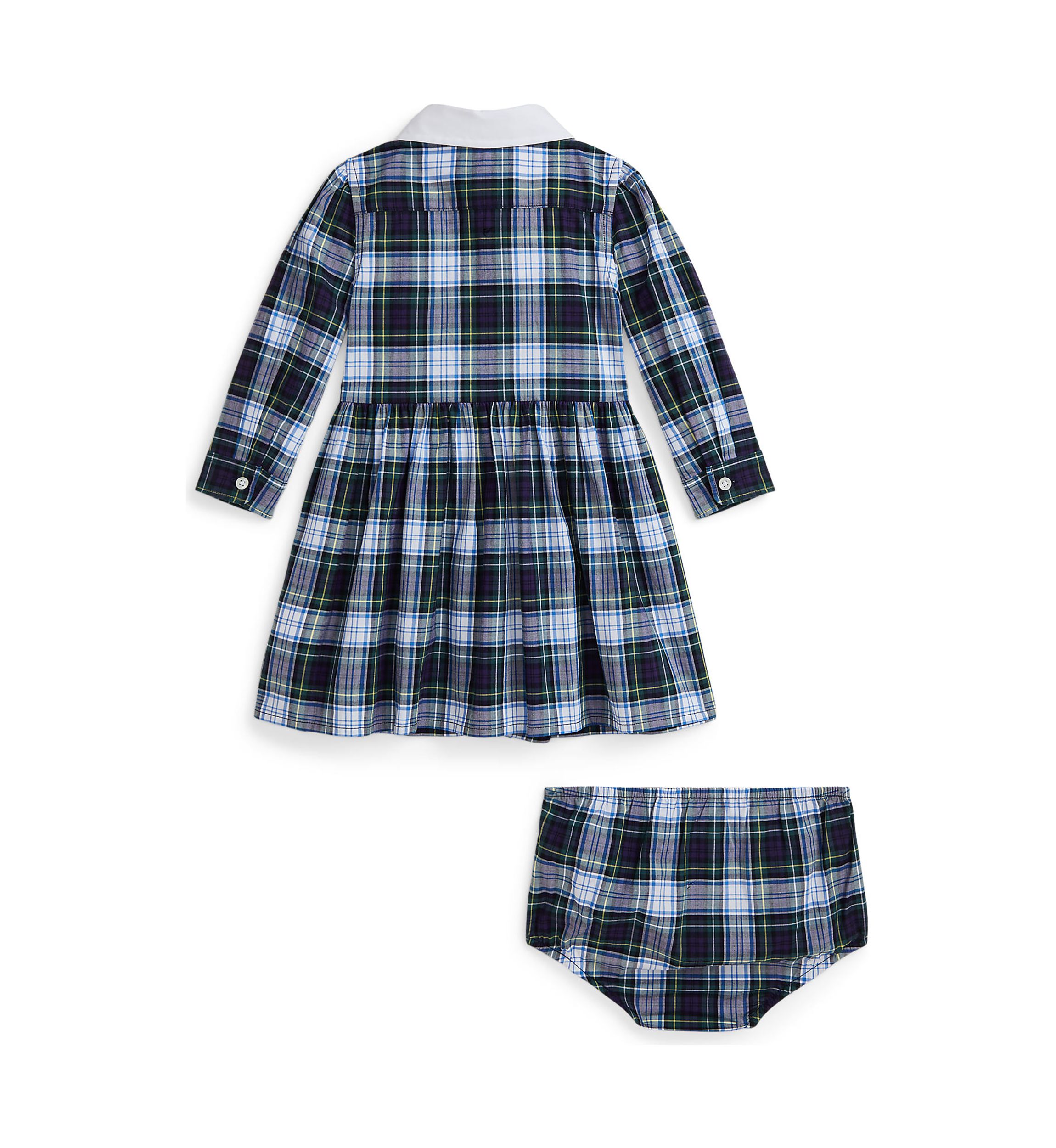 Baby Girls Plaid Cotton Poplin Shirtdress & Bloomer