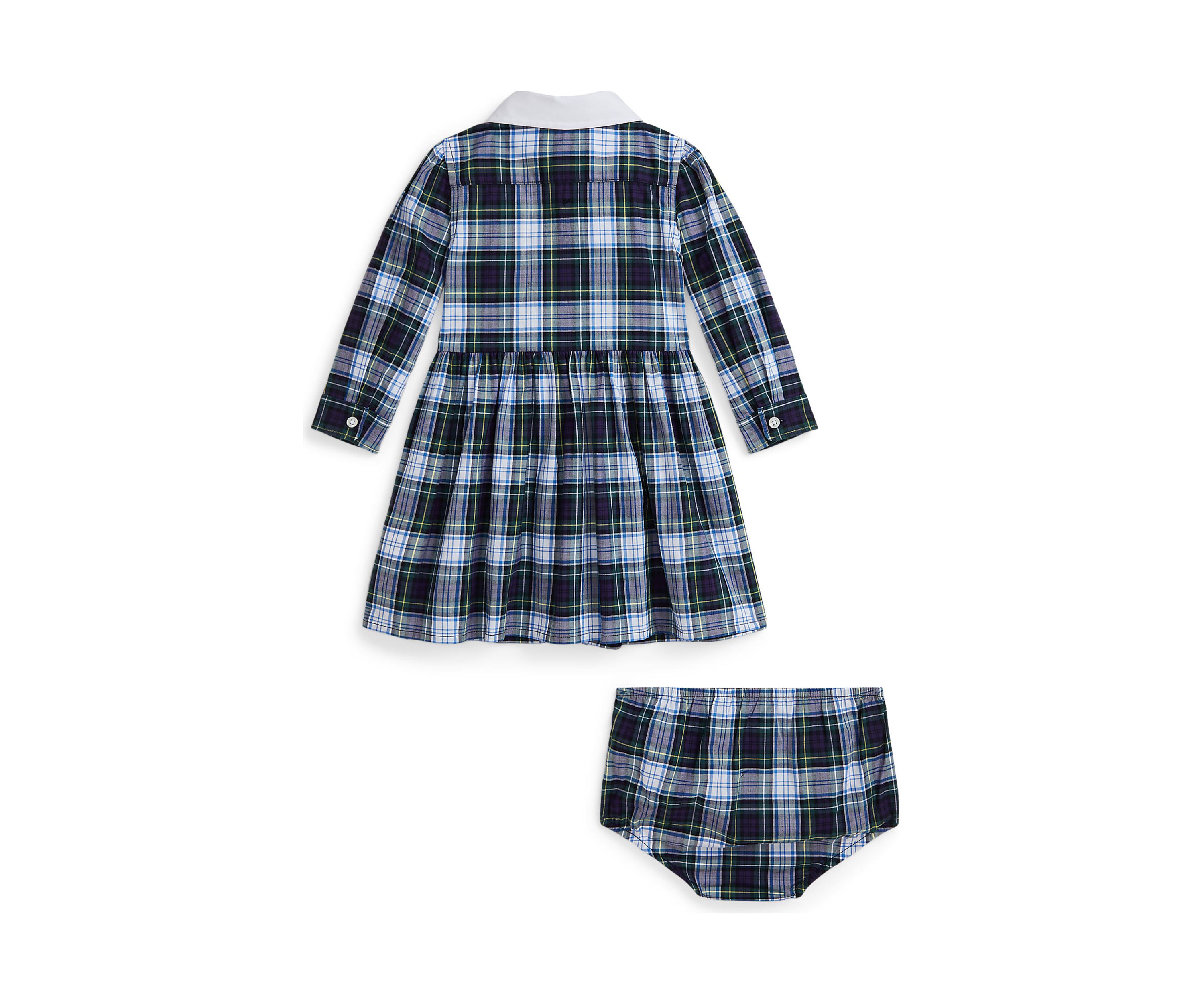 Baby Girls Plaid Cotton Poplin Shirtdress & Bloomer