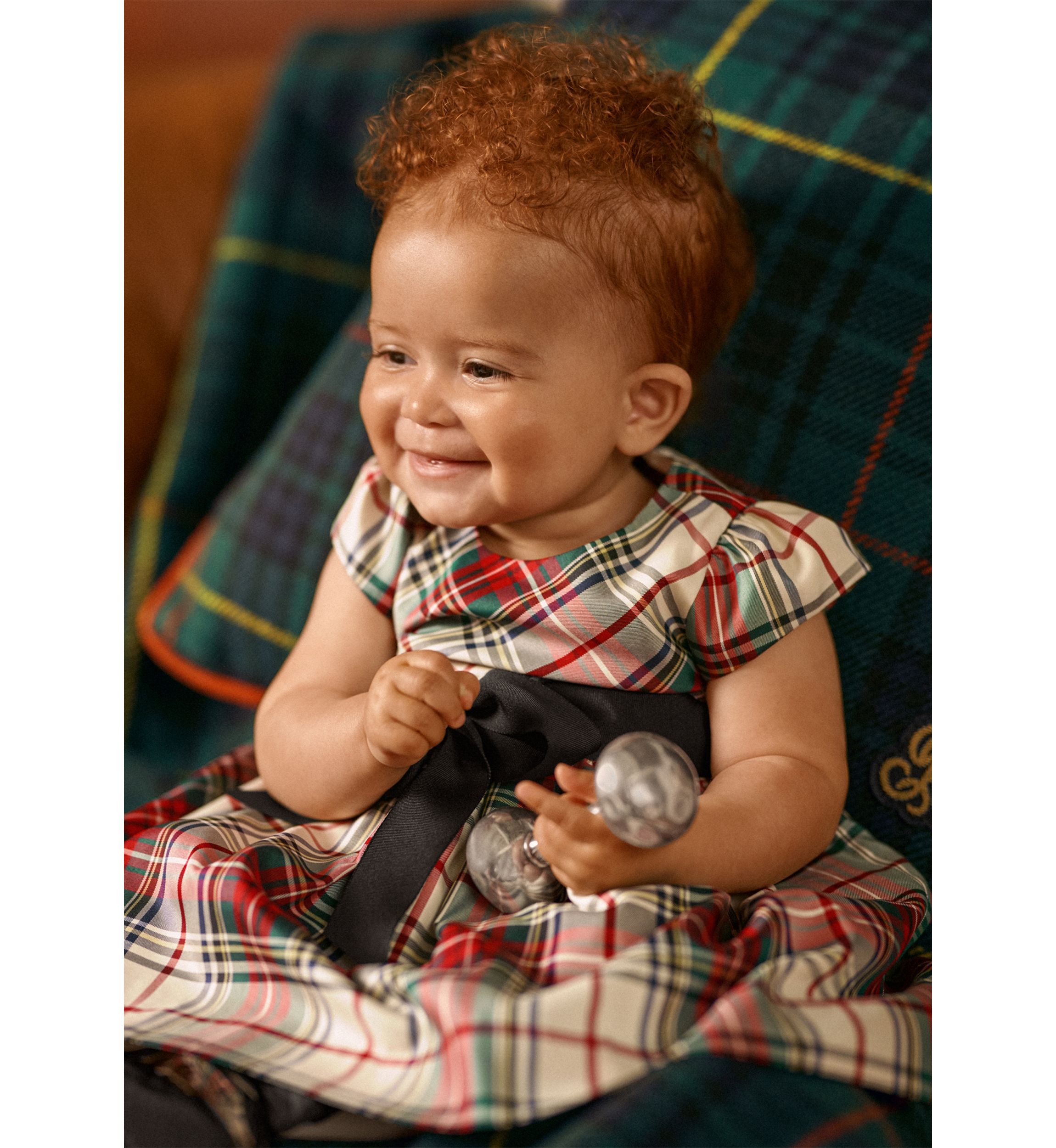 Baby Girls Plaid Twill Dress & Bloomer