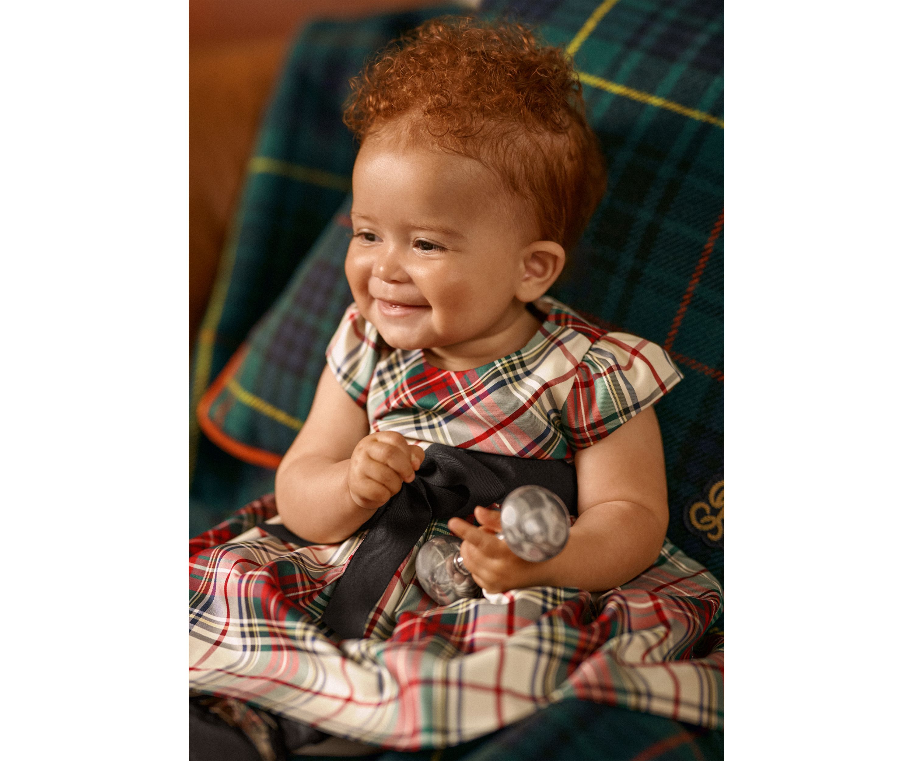 Baby Girls Plaid Twill Dress & Bloomer
