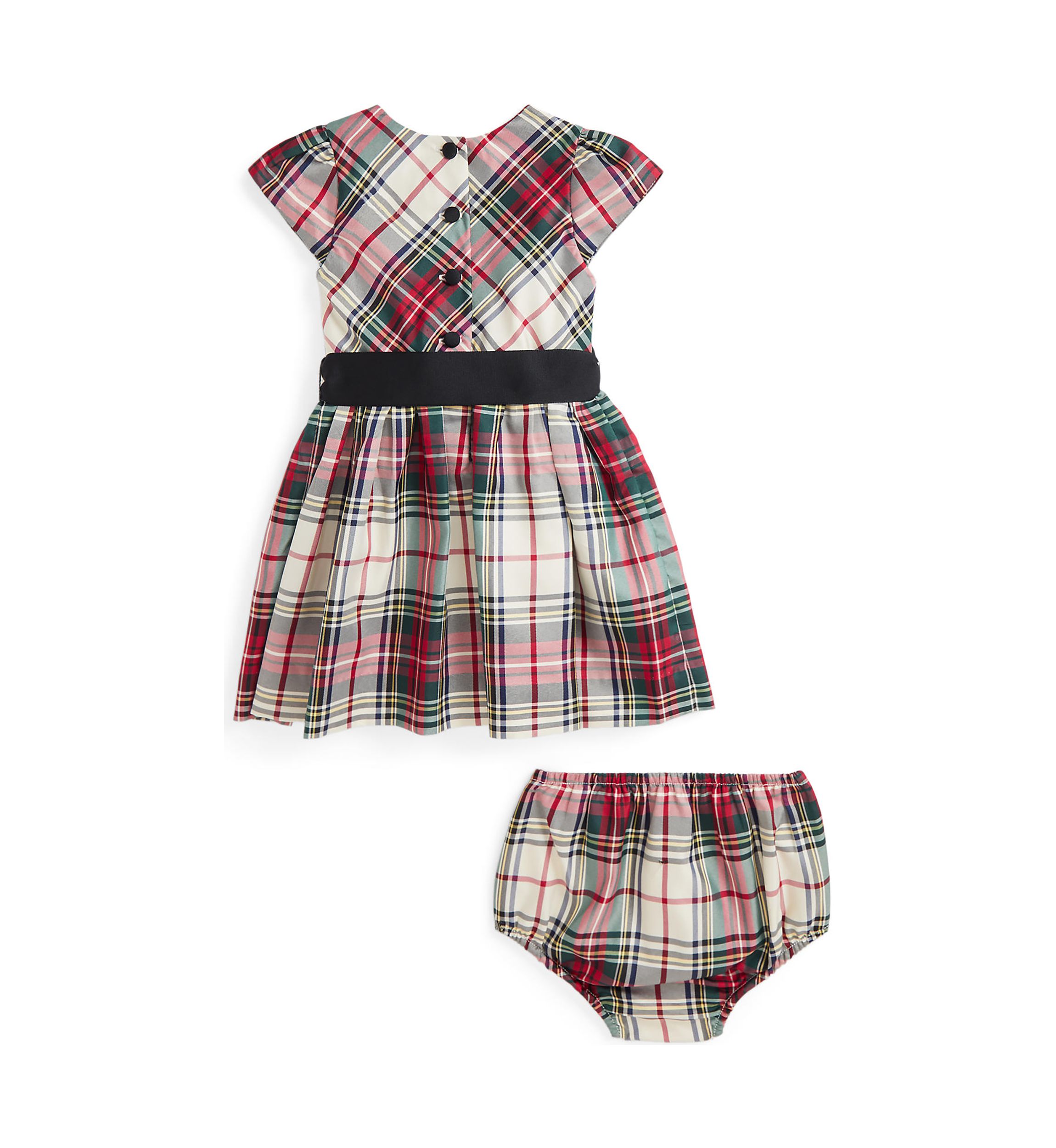 Baby Girls Plaid Twill Dress & Bloomer