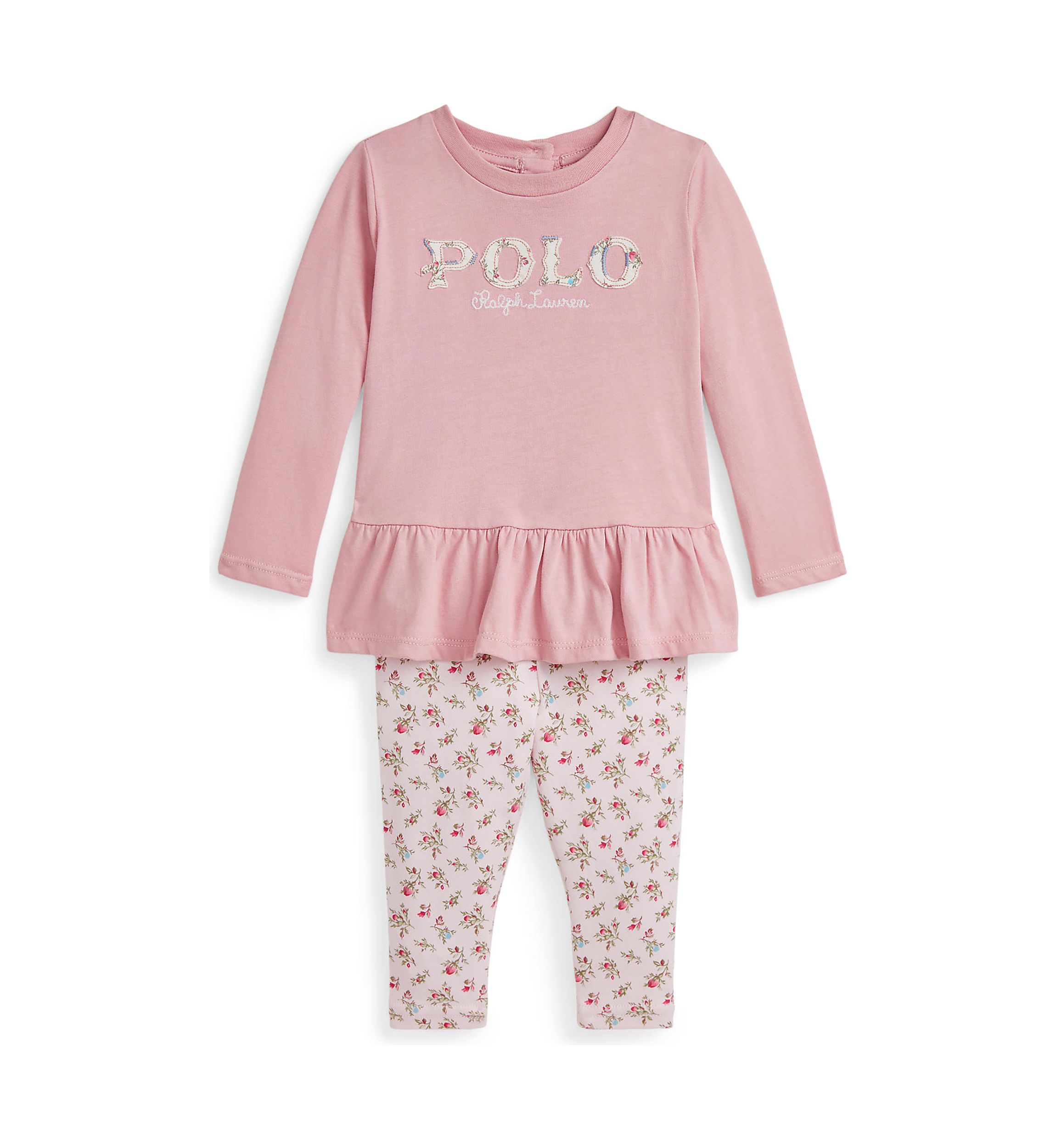 Baby Girls Logo Cotton T-Shirt & Floral Leggings Set