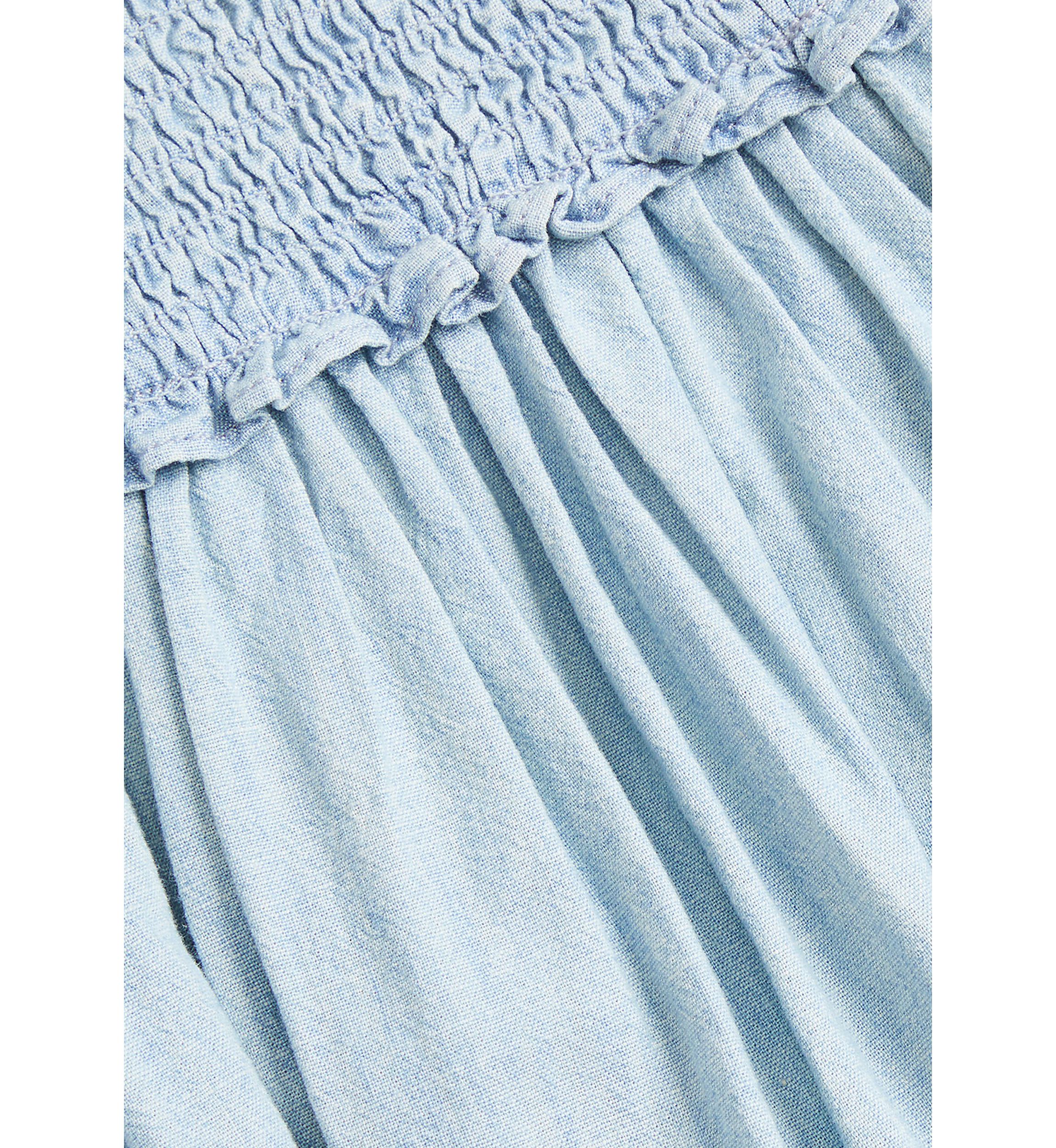 Baby Girls Smocked Cotton Chambray Dress & Bloomer