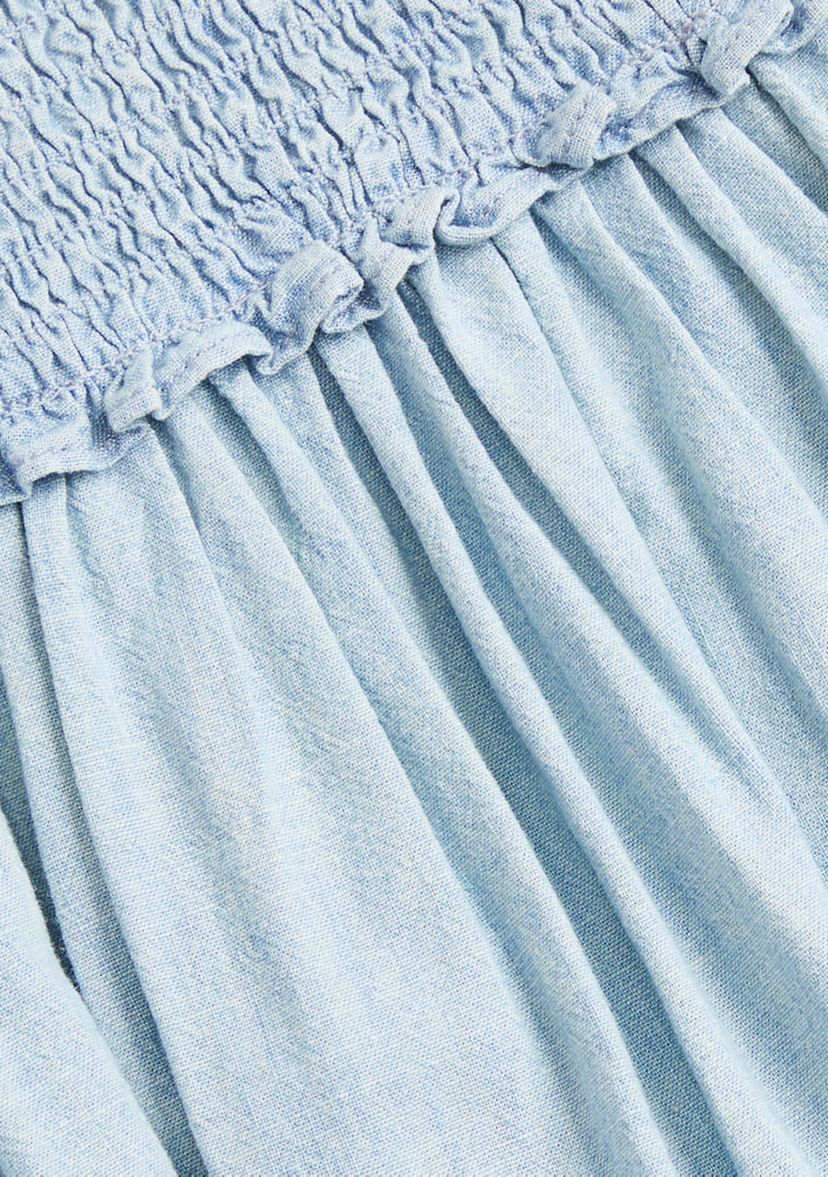 Baby Girls Smocked Cotton Chambray Dress & Bloomer