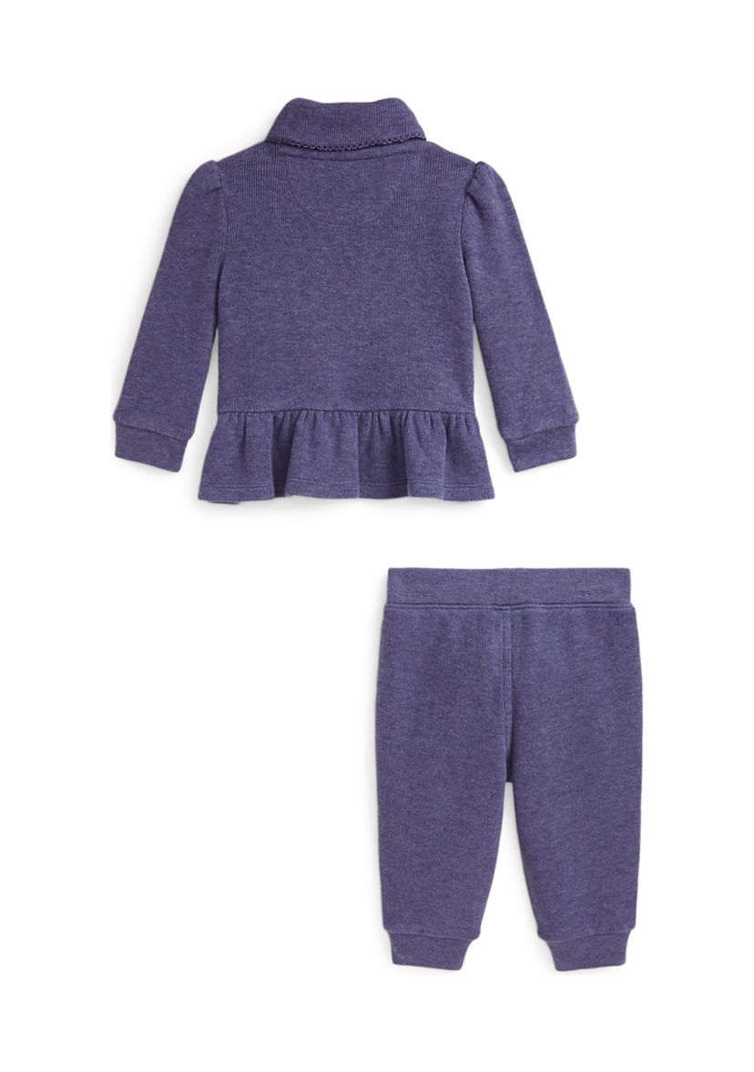 Baby Girls French Rib Cotton Pullover and Pant Set