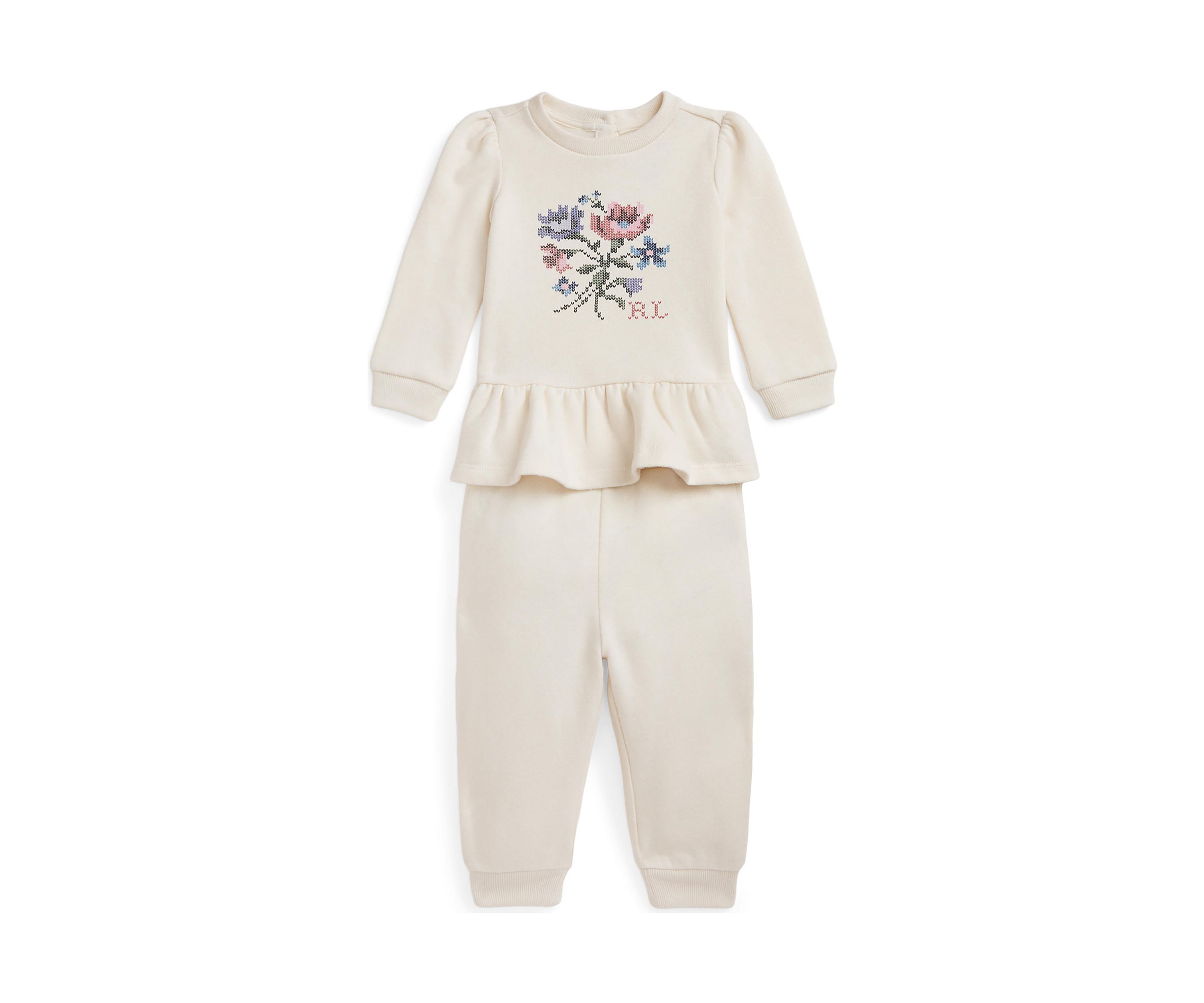 Baby Girls Floral Fleece Sweatshirt and Pant Set