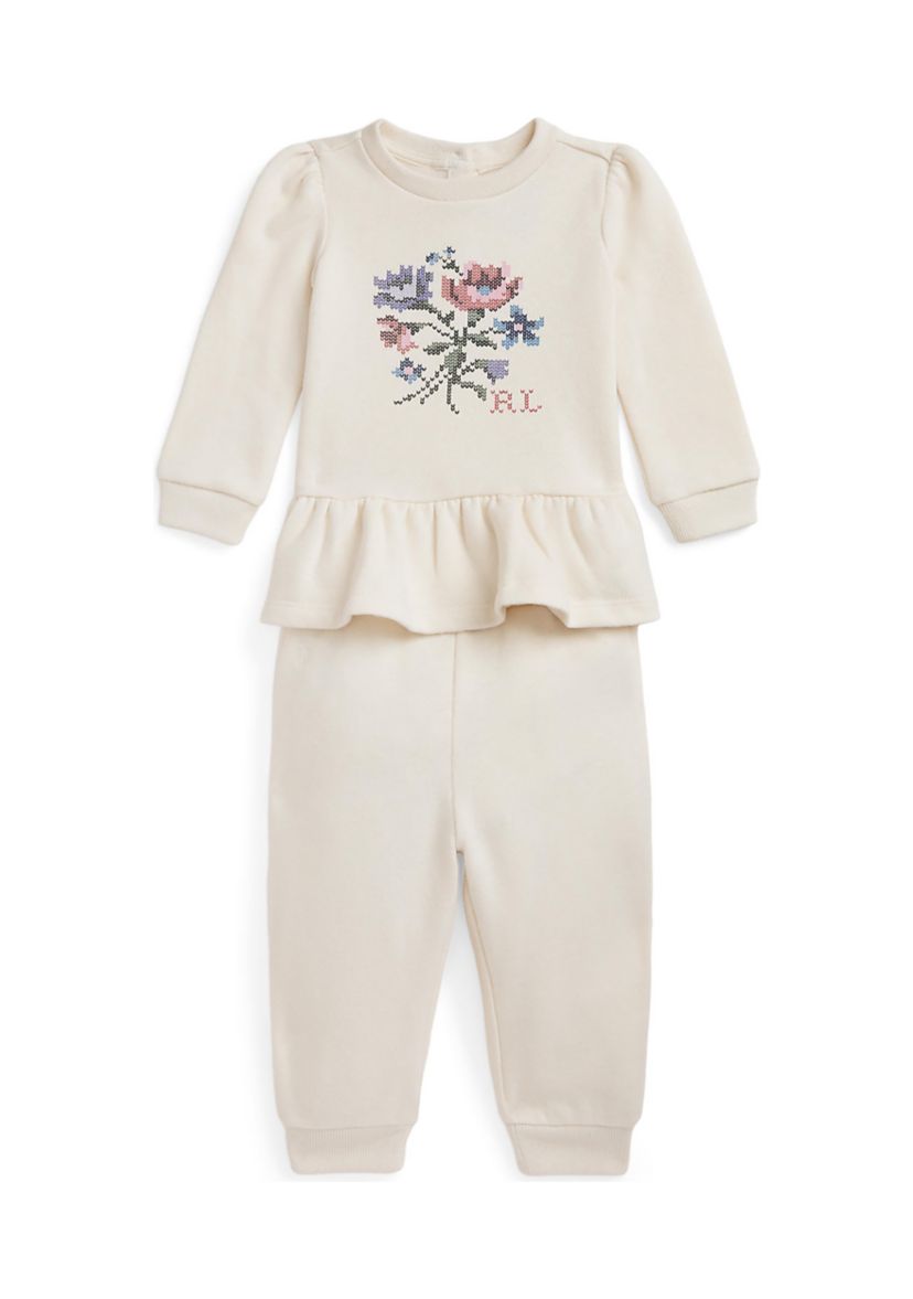 Baby Girls Floral Fleece Sweatshirt and Pant Set