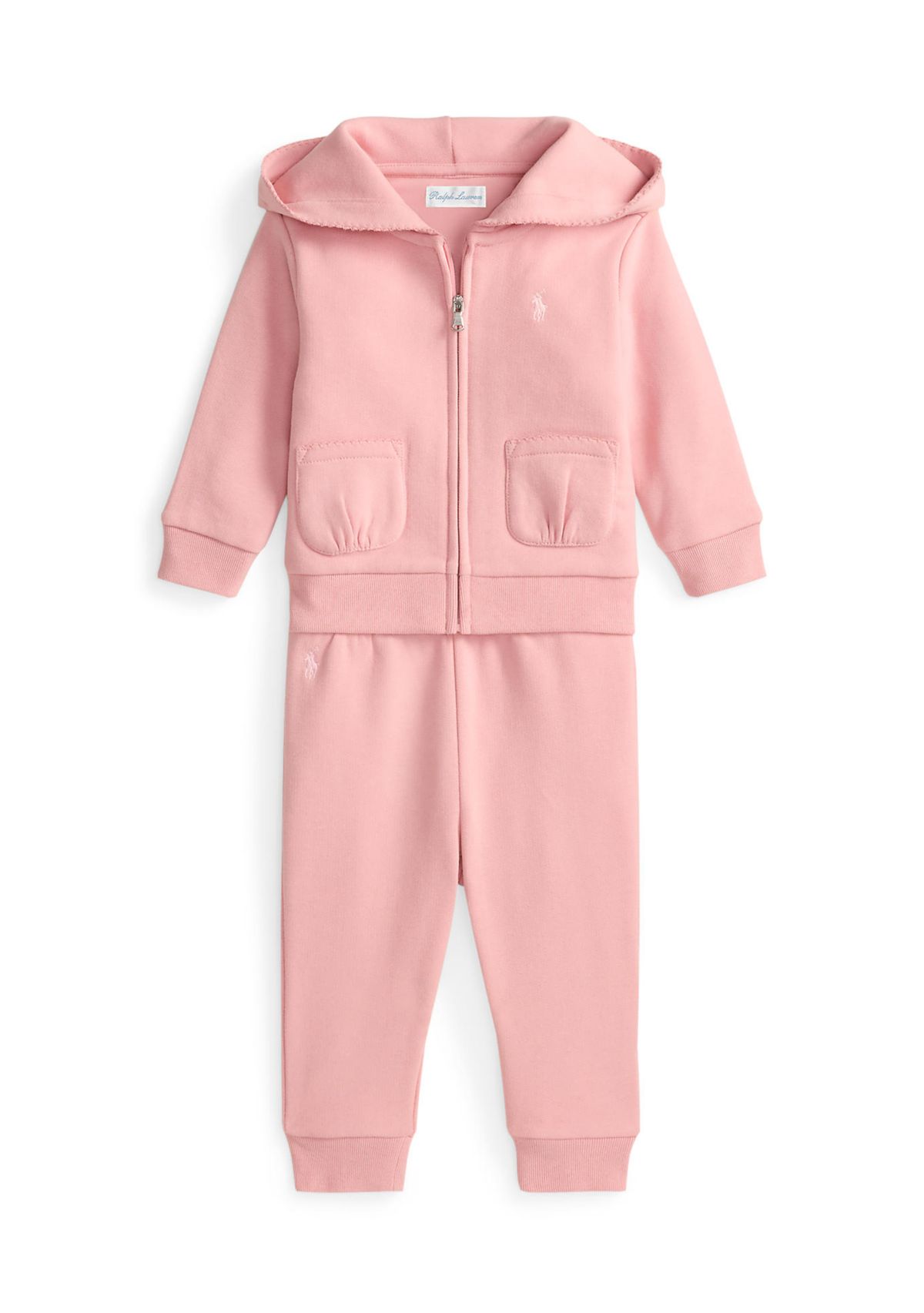 Baby Girls Picot Fleece Hoodie & Jogger Pants Set