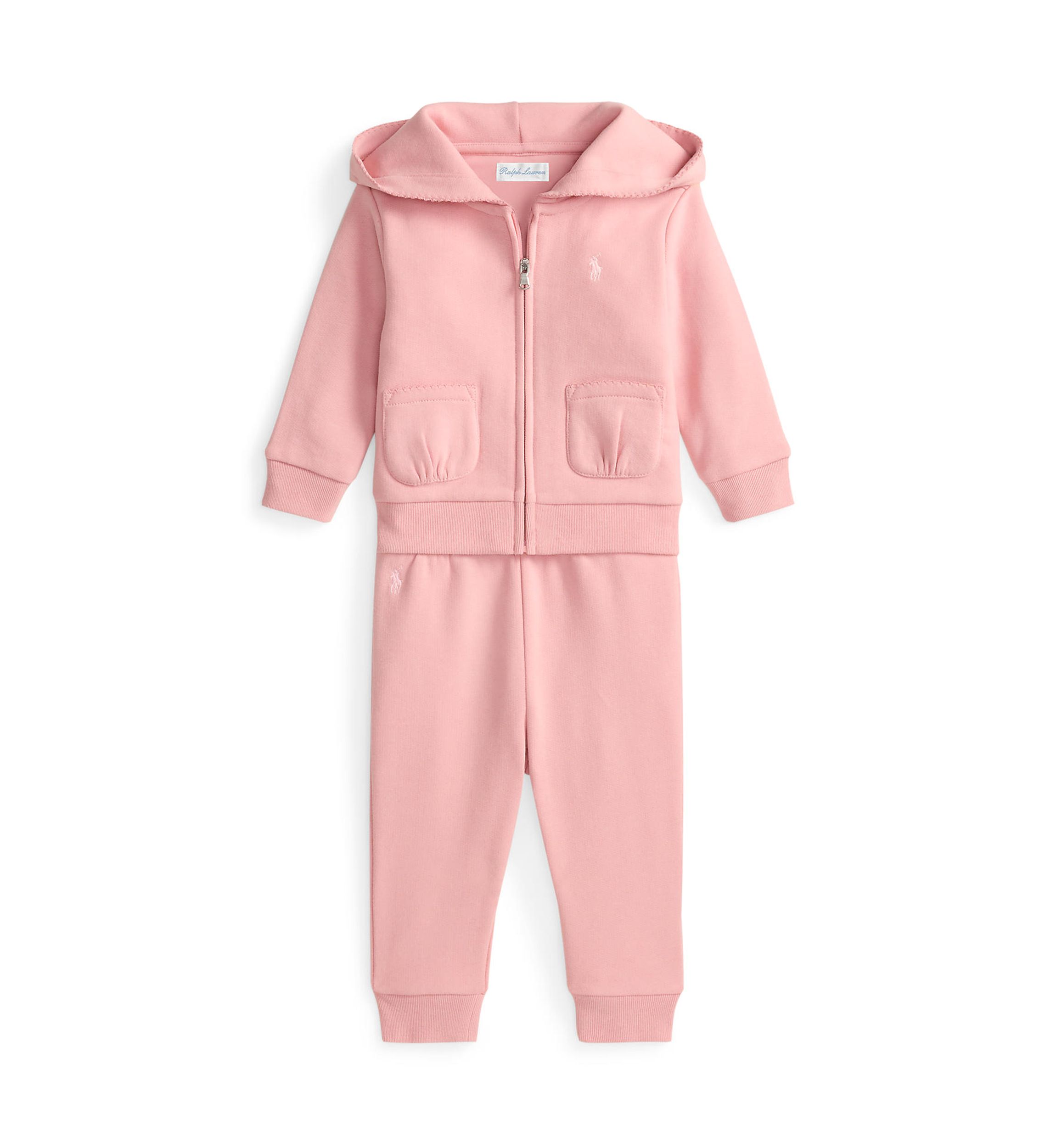Baby Girls Picot Fleece Hoodie & Jogger Pants Set