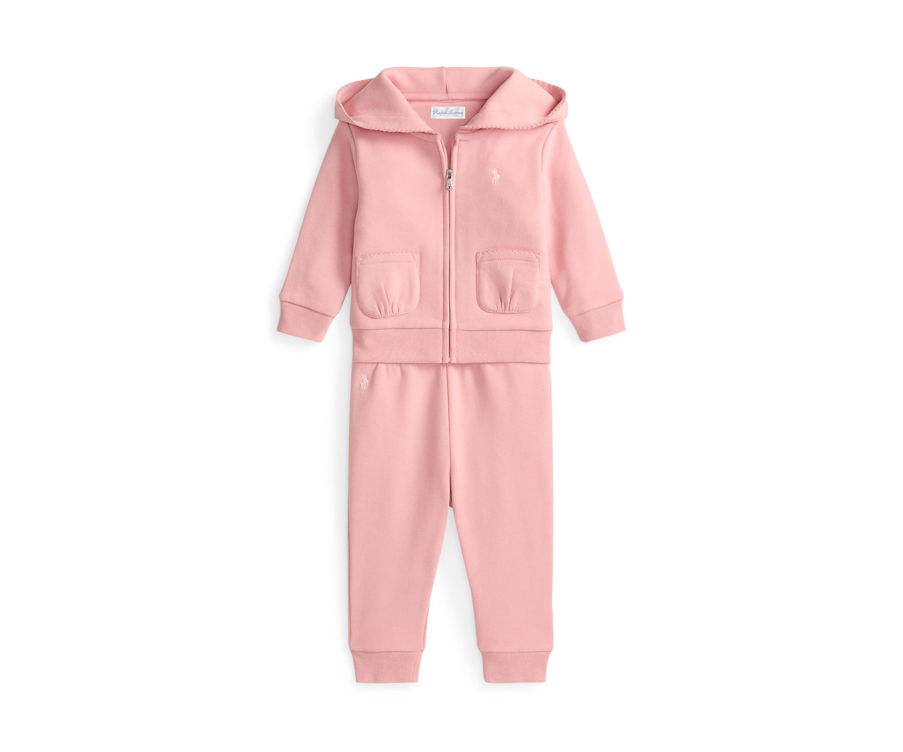 Baby Girls Picot Fleece Hoodie & Jogger Pants Set