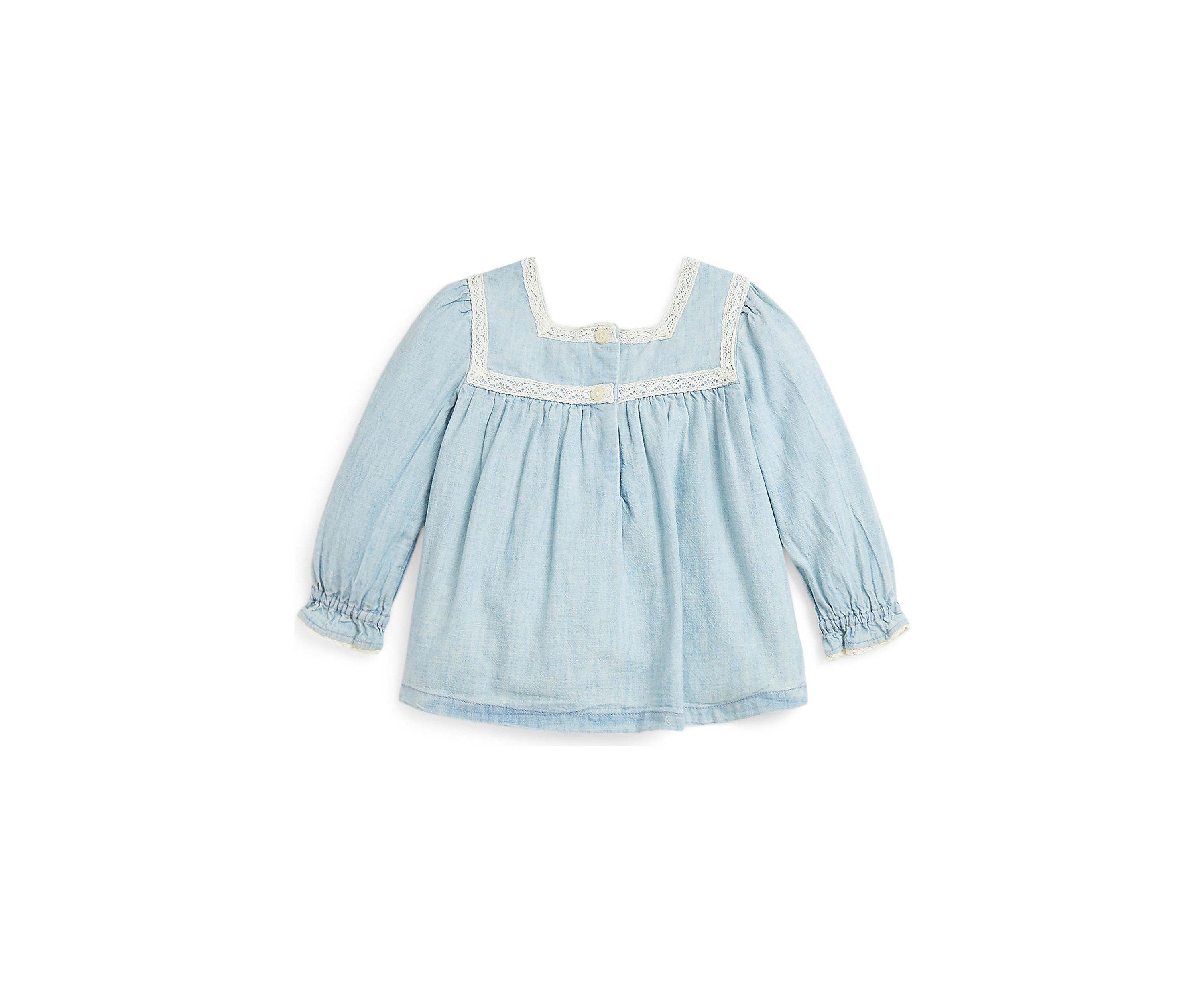 Baby Girls Chambray Top & Ribbed Leggings Set