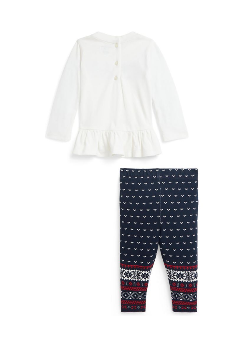 Baby Girls Logo Peplum Jersey T-Shirt & Leggings Set