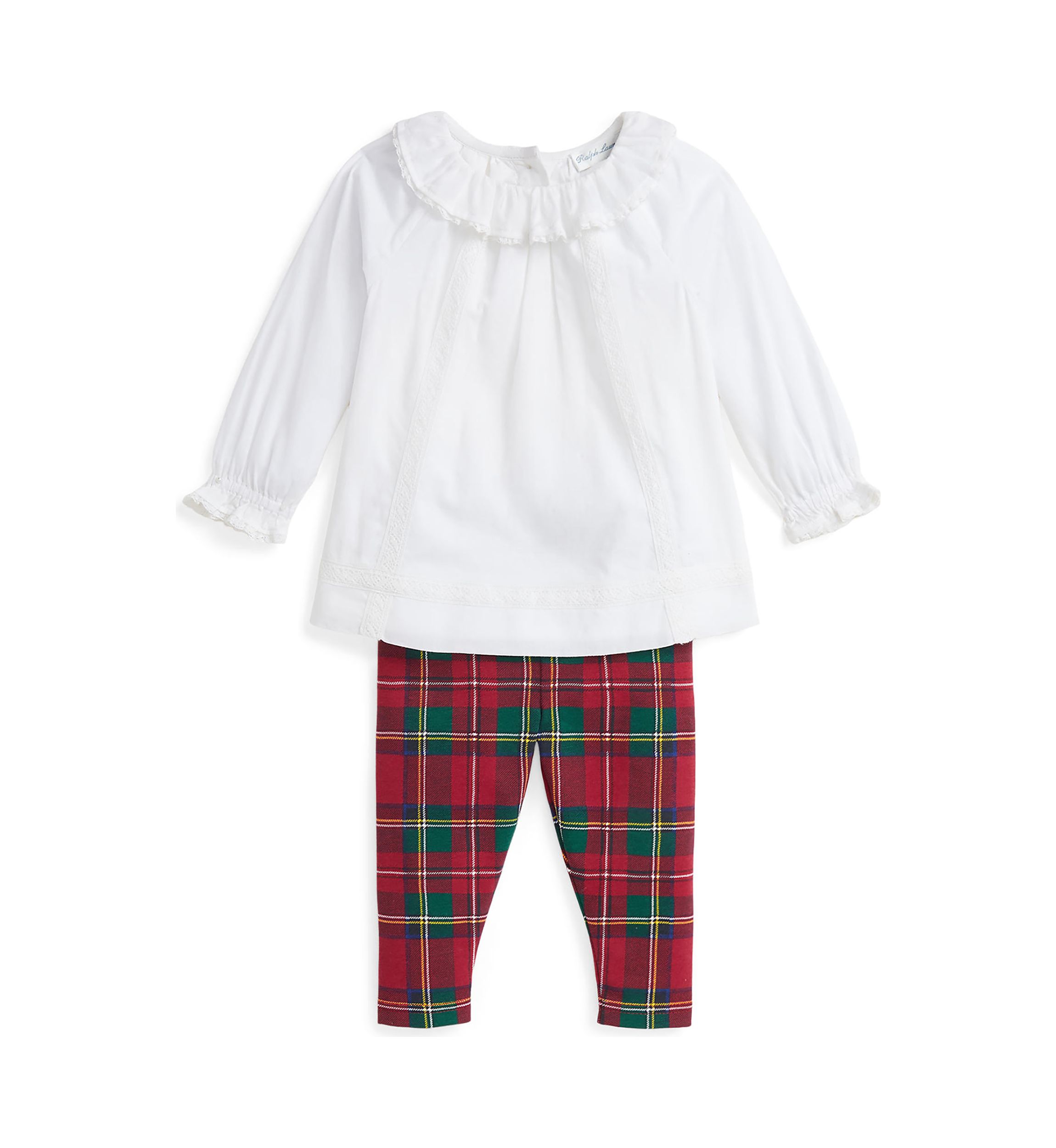 Baby Girls Voile Top & Plaid Jersey Leggings Set