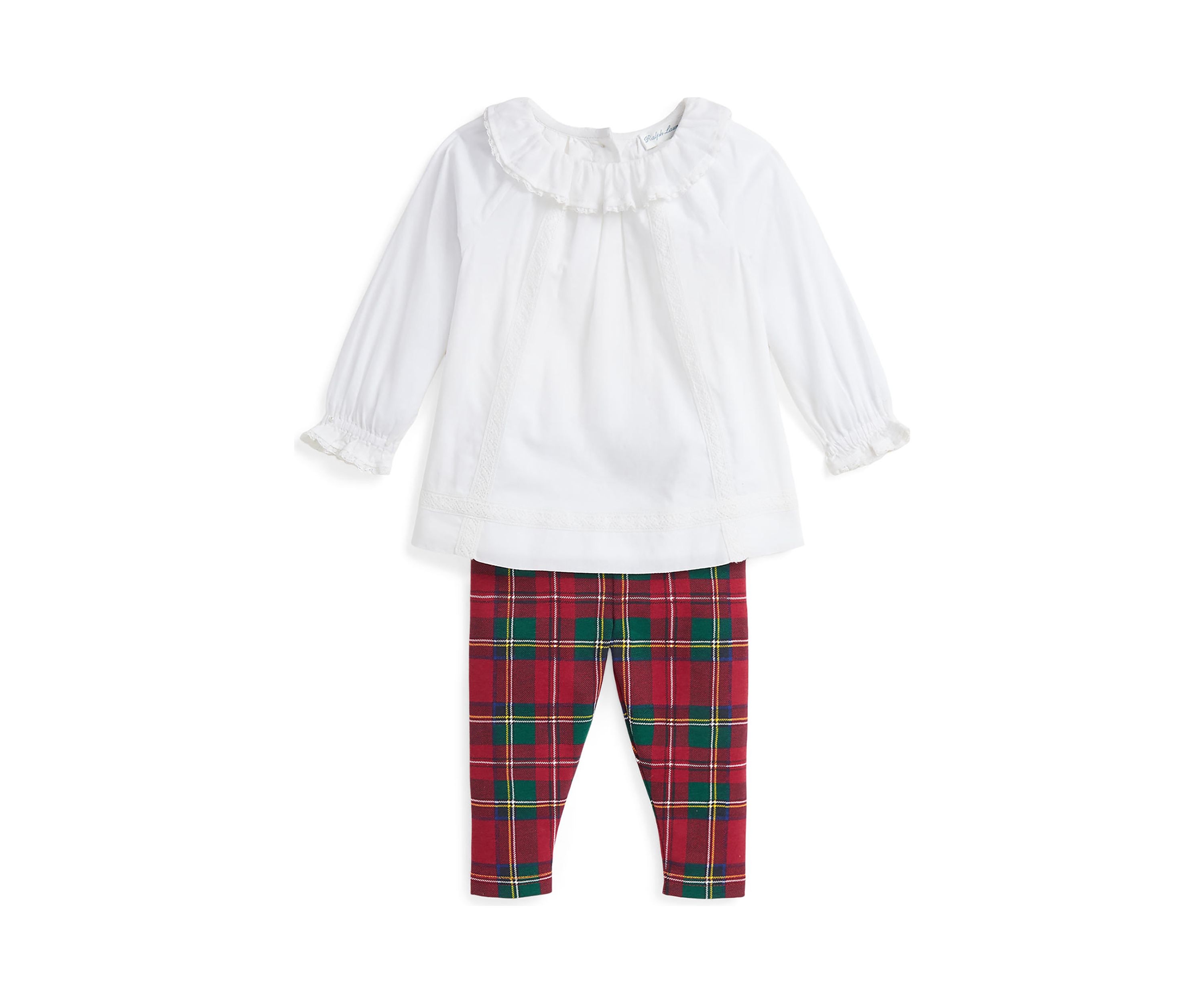 Baby Girls Voile Top & Plaid Jersey Leggings Set
