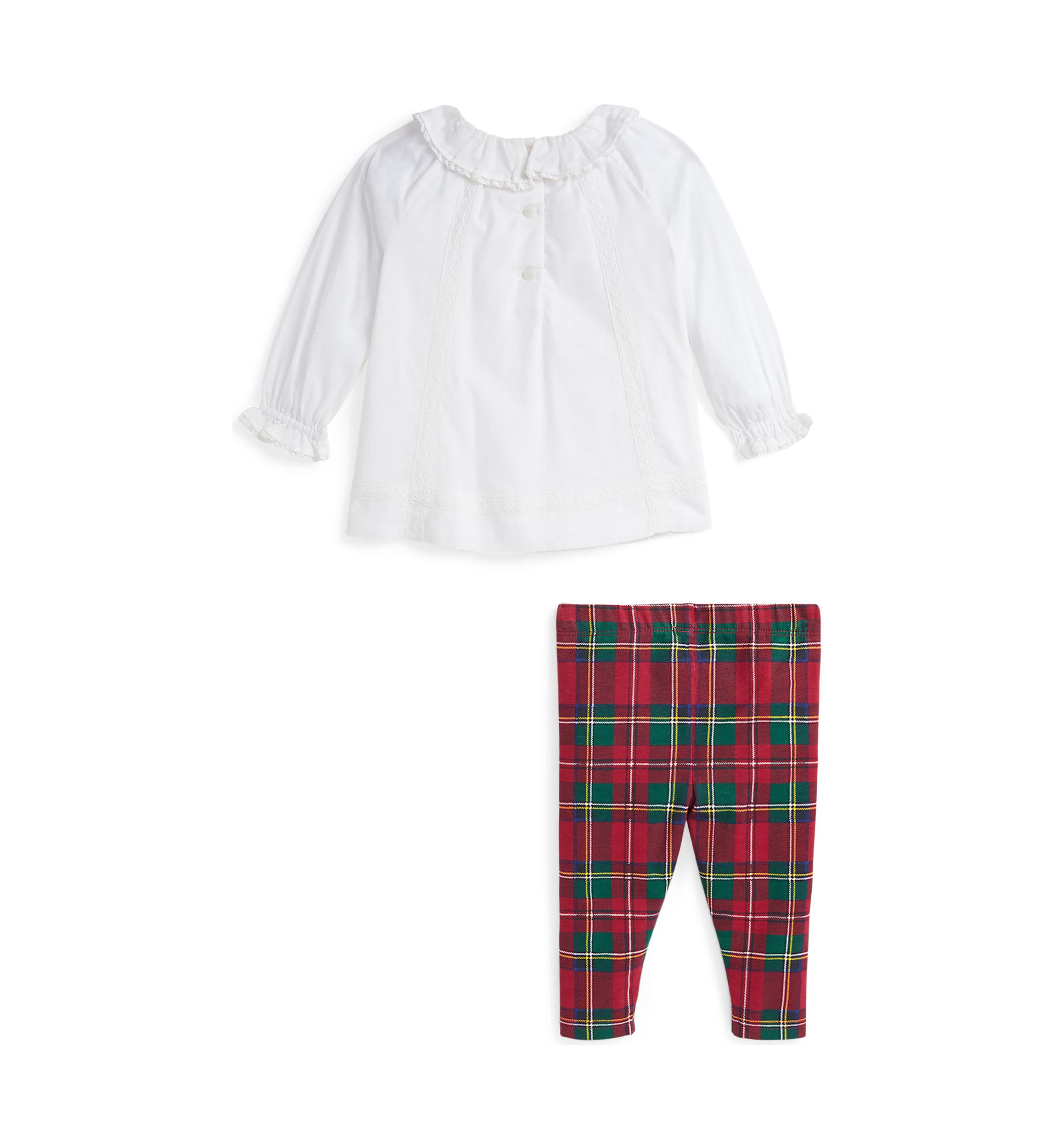 Baby Girls Voile Top & Plaid Jersey Leggings Set