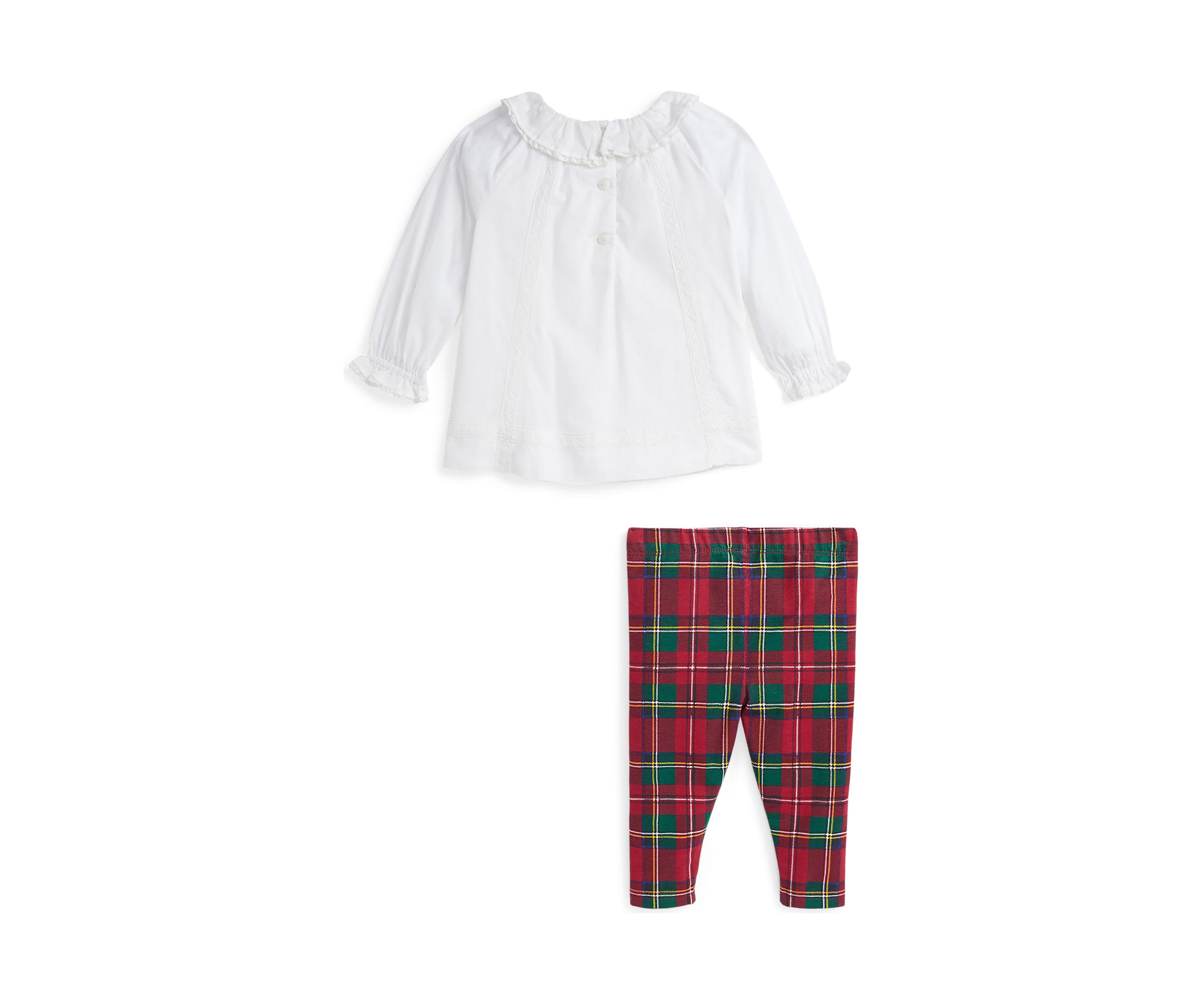 Baby Girls Voile Top & Plaid Jersey Leggings Set