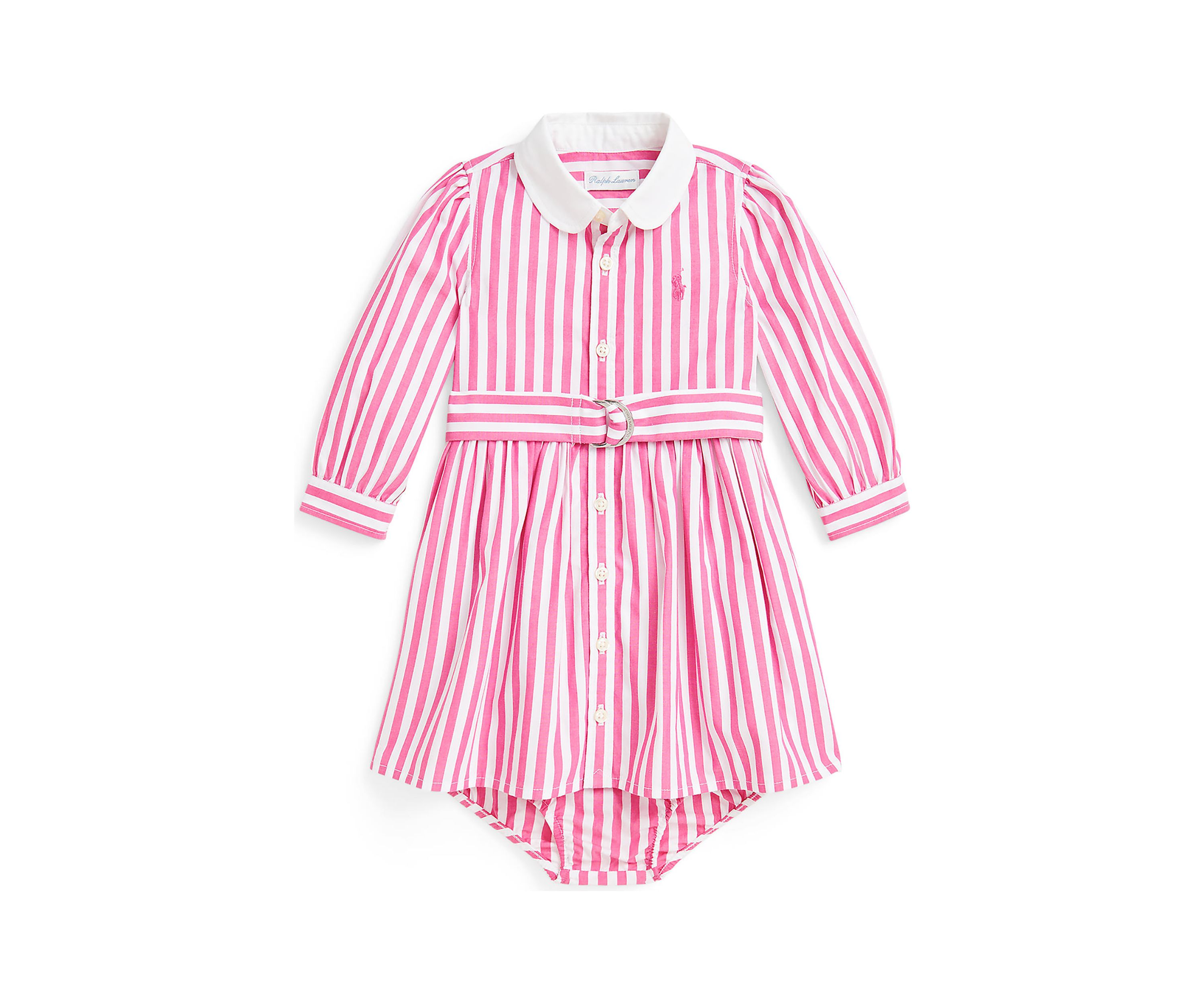 Baby Girls Striped Poplin Shirtdress & Bloomer