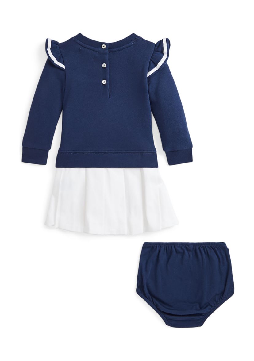 Baby Girls Woven Skirt Terry Dress & Bloomer 