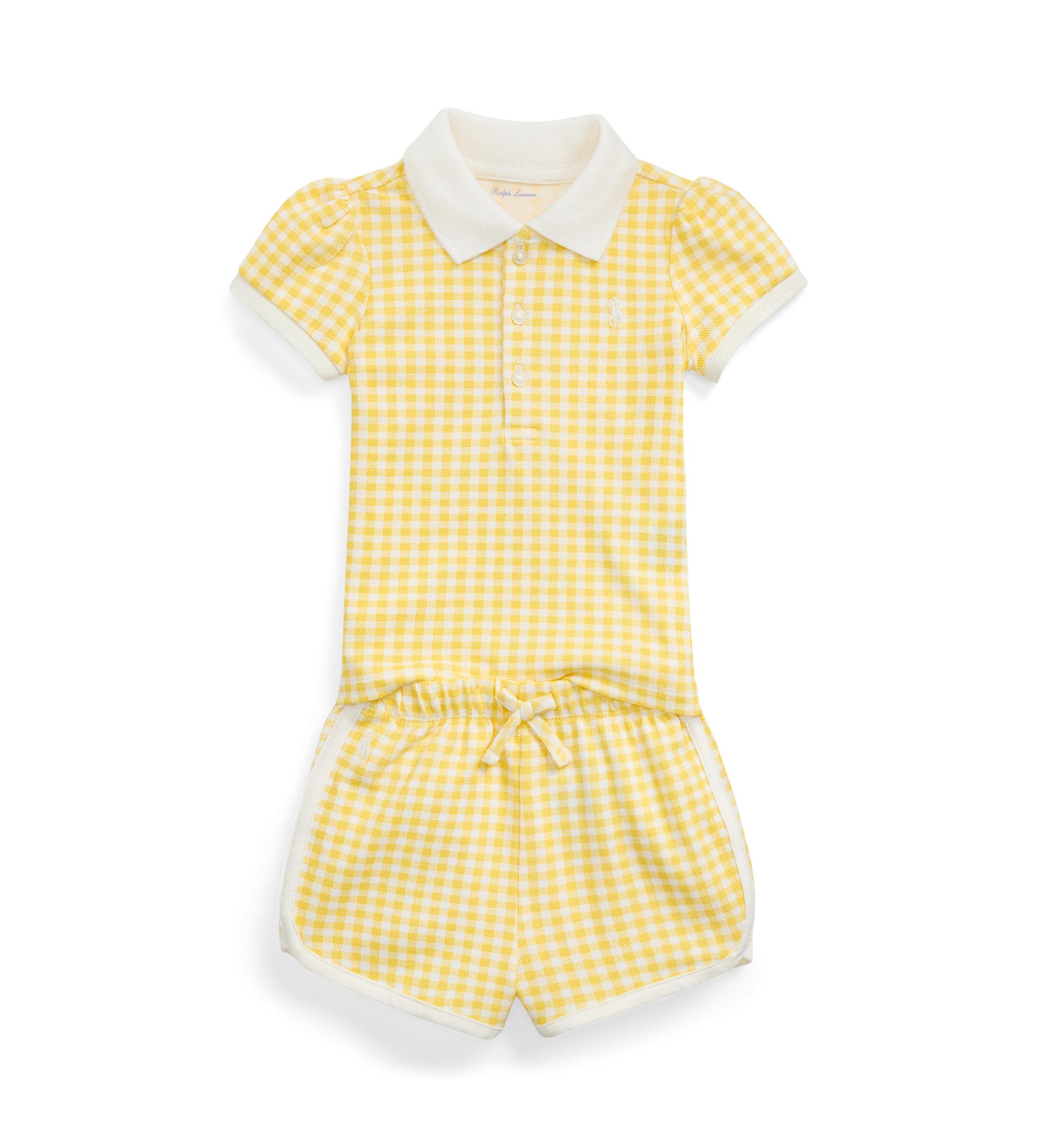 Baby Girls Gingham Mesh Polo Shirt & Shorts Set