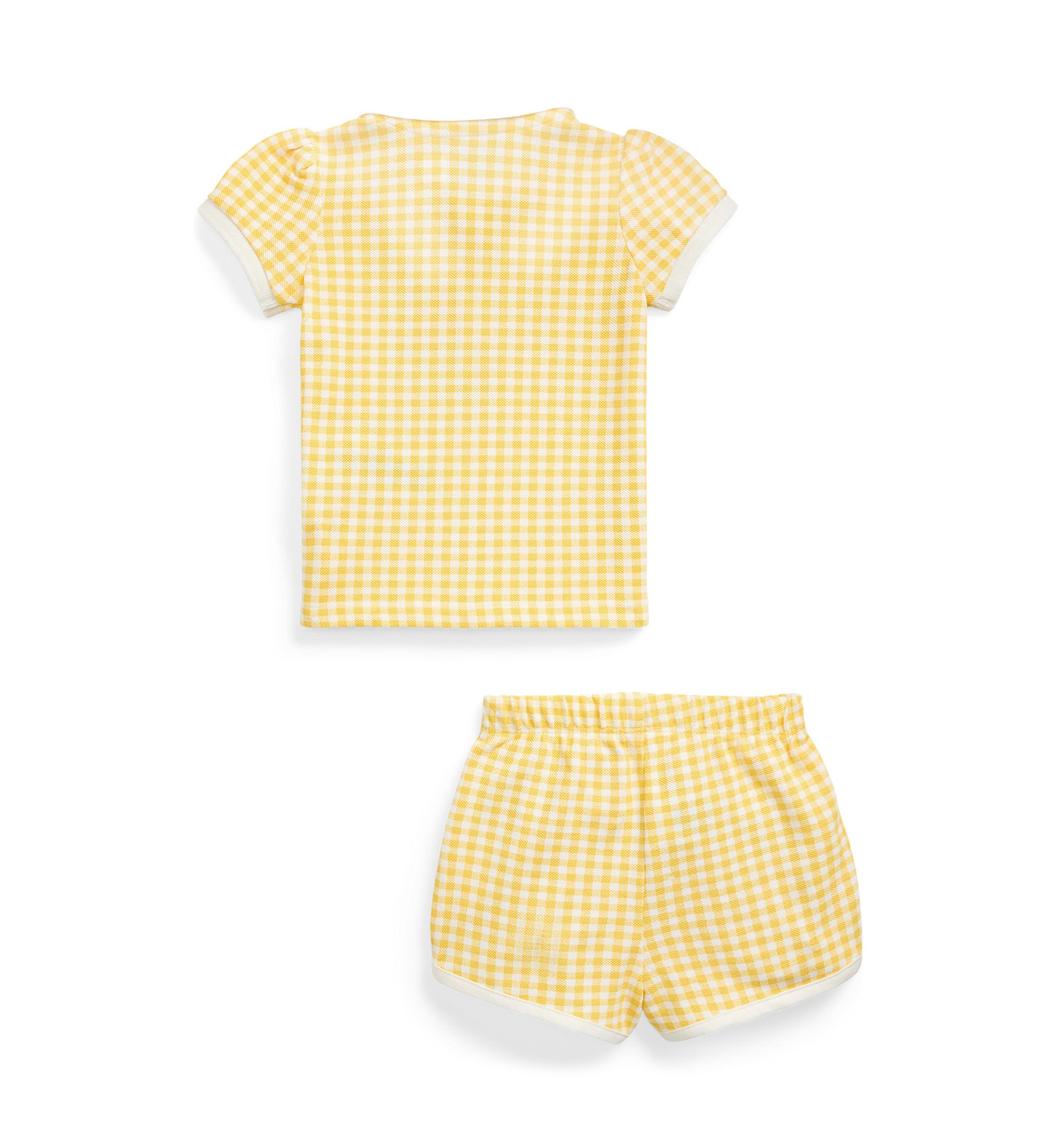 Baby Girls Gingham Mesh Polo Shirt & Shorts Set