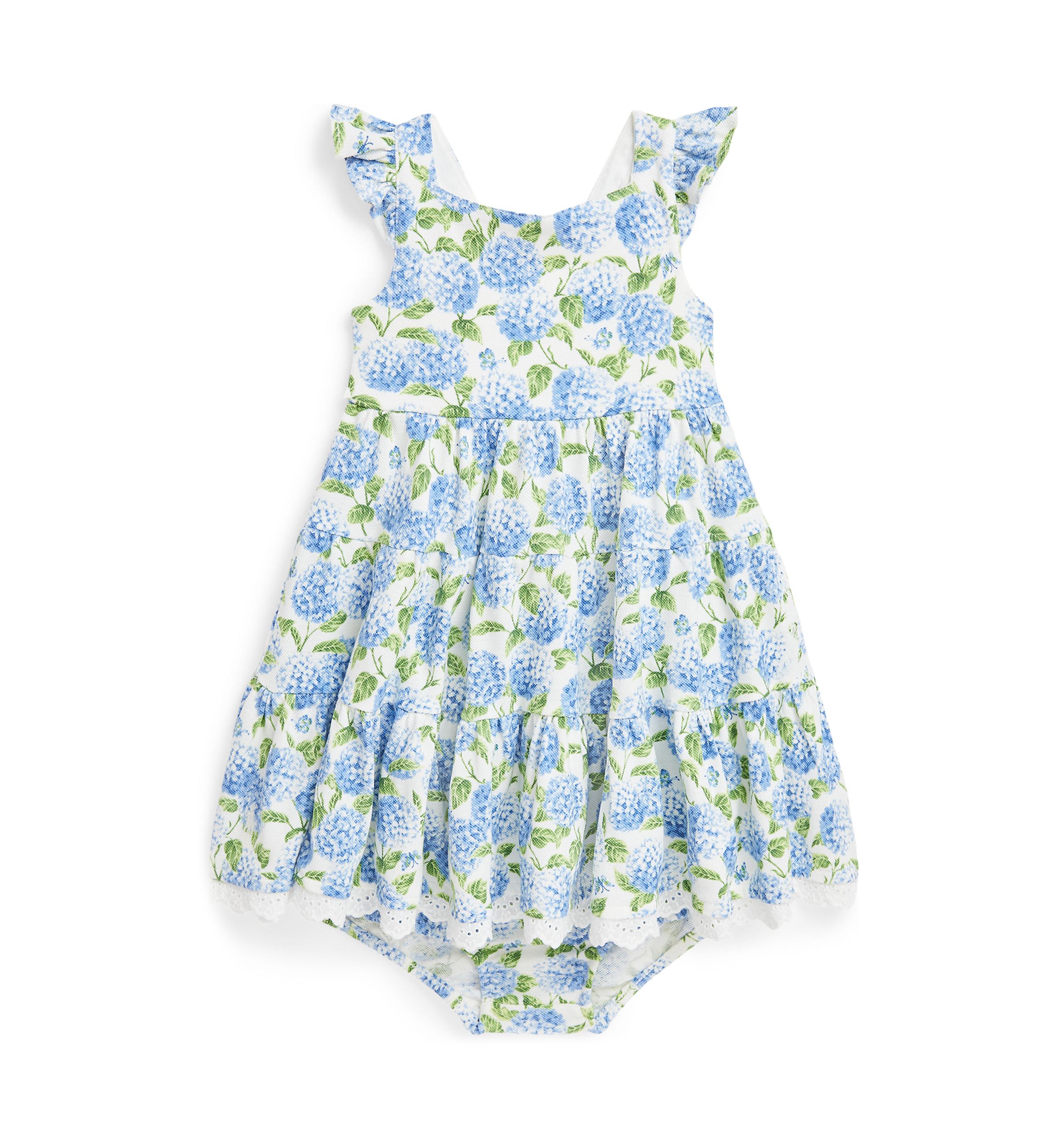 Baby Girls Floral Cotton Mesh Dress & Bloomer