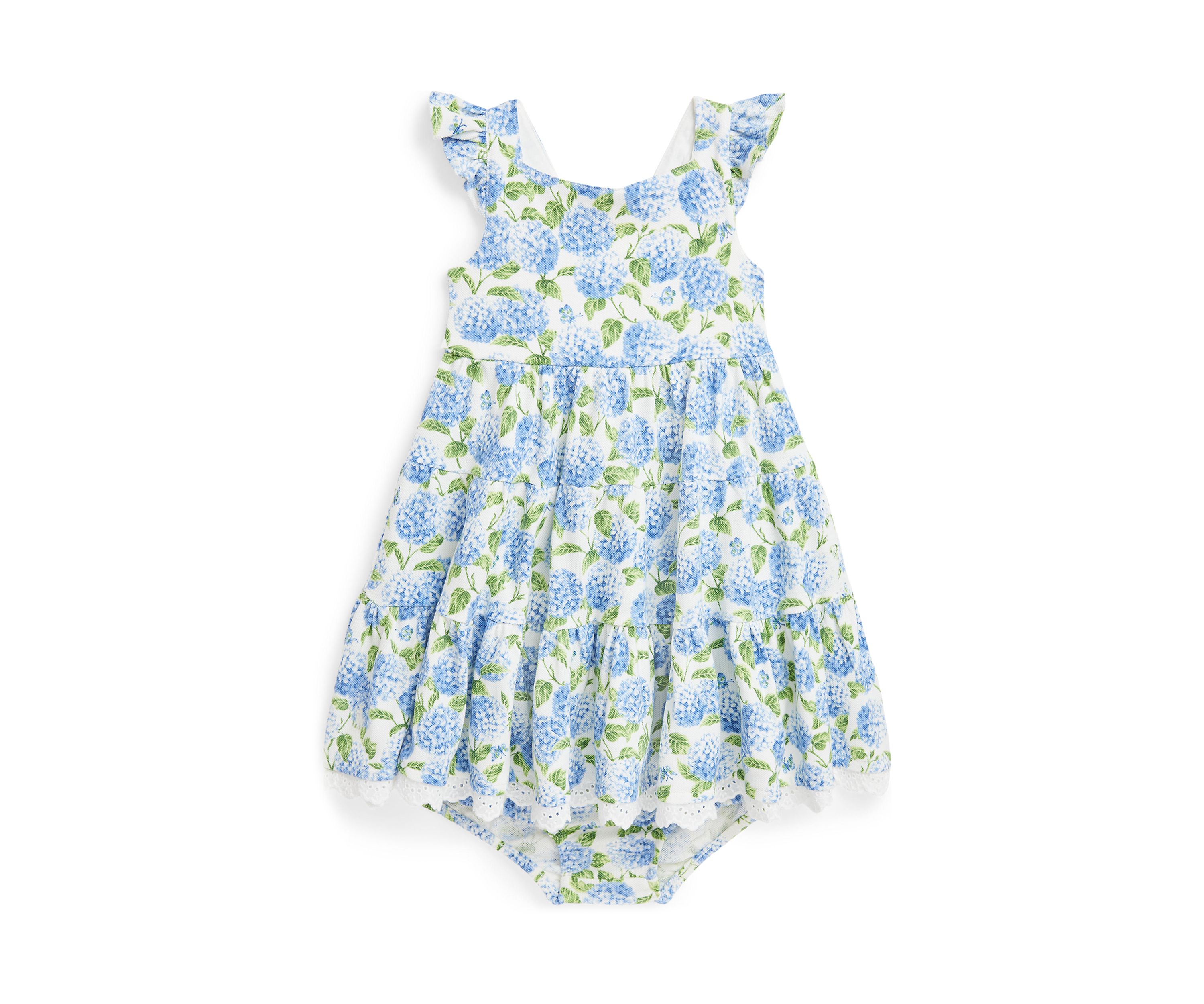 Baby Girls Floral Cotton Mesh Dress & Bloomer