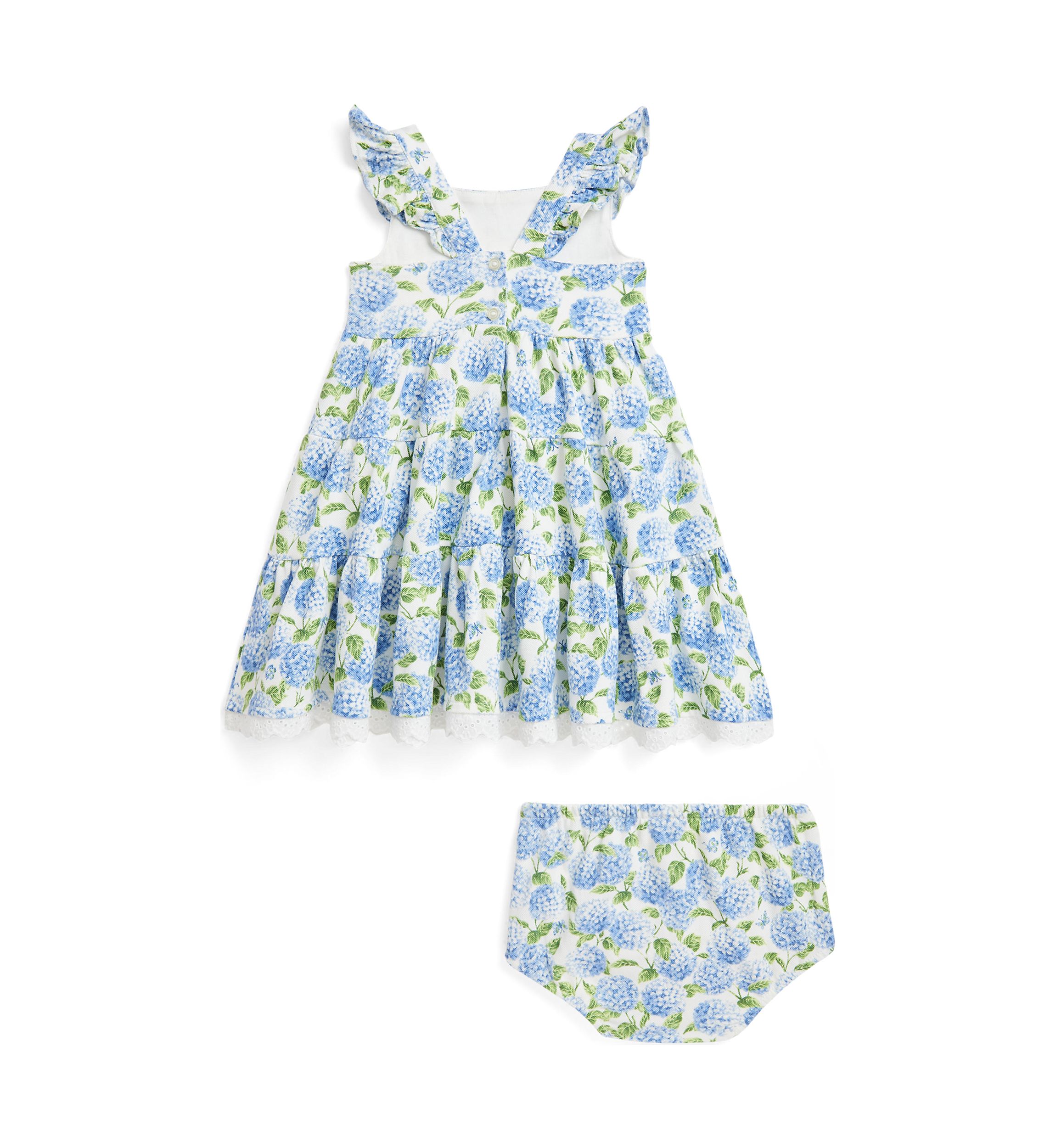 Baby Girls Floral Cotton Mesh Dress & Bloomer