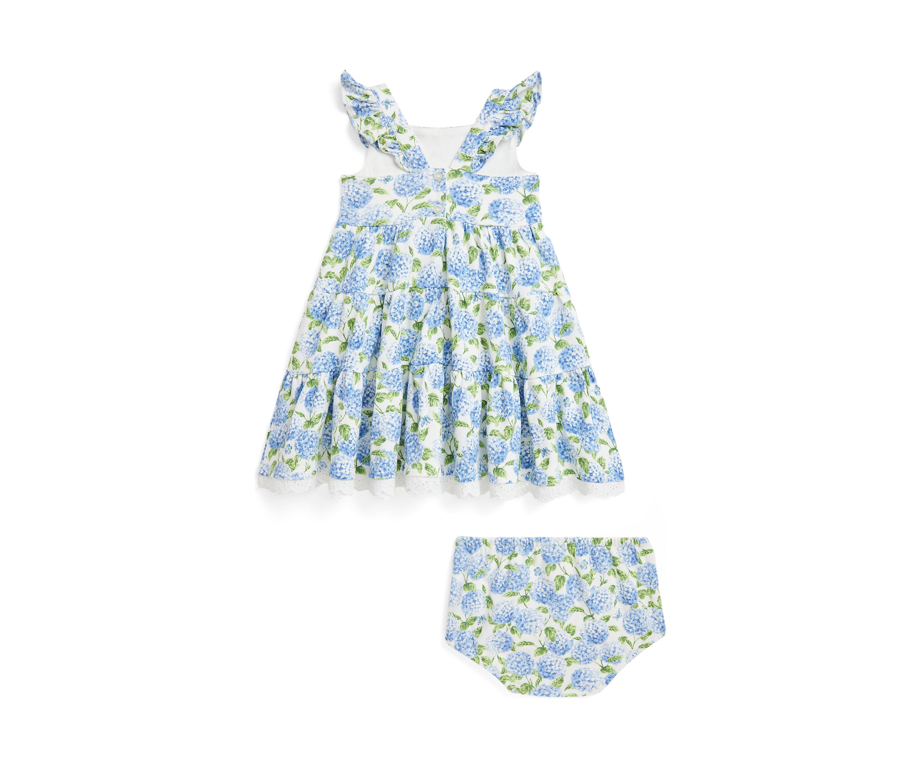 Baby Girls Floral Cotton Mesh Dress & Bloomer