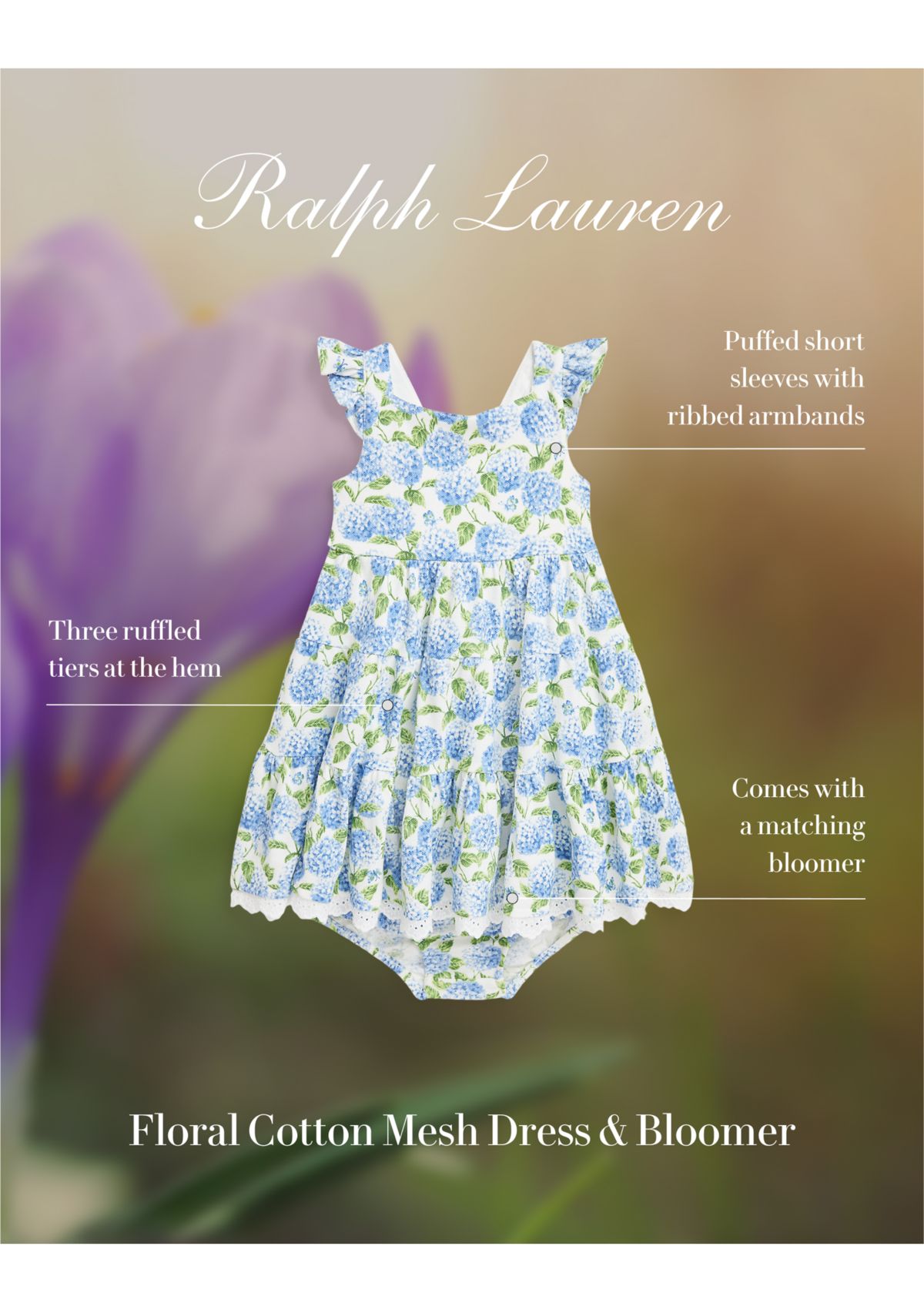 Baby Girls Floral Cotton Mesh Dress & Bloomer
